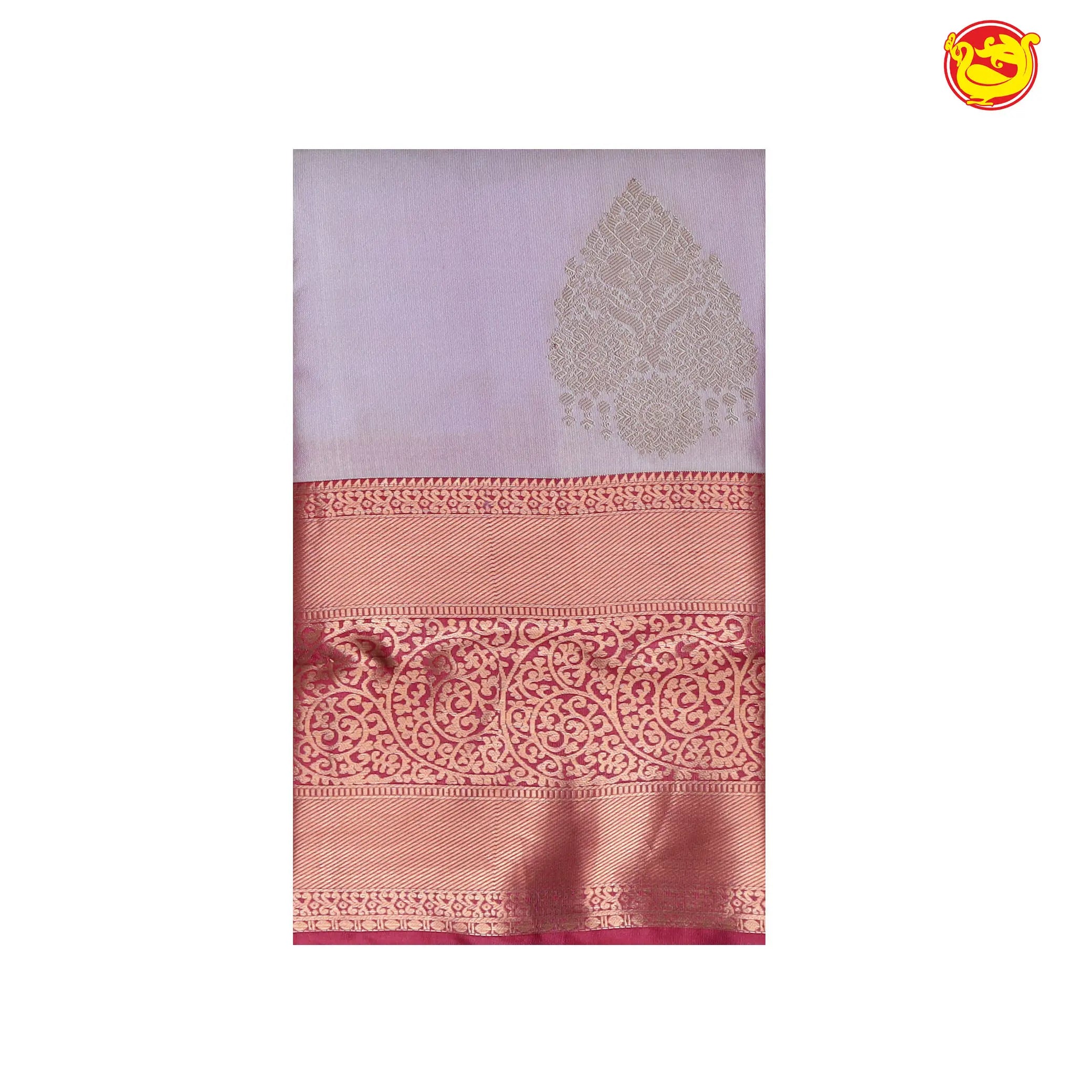 Lavender with Red Soft Silk Saree
