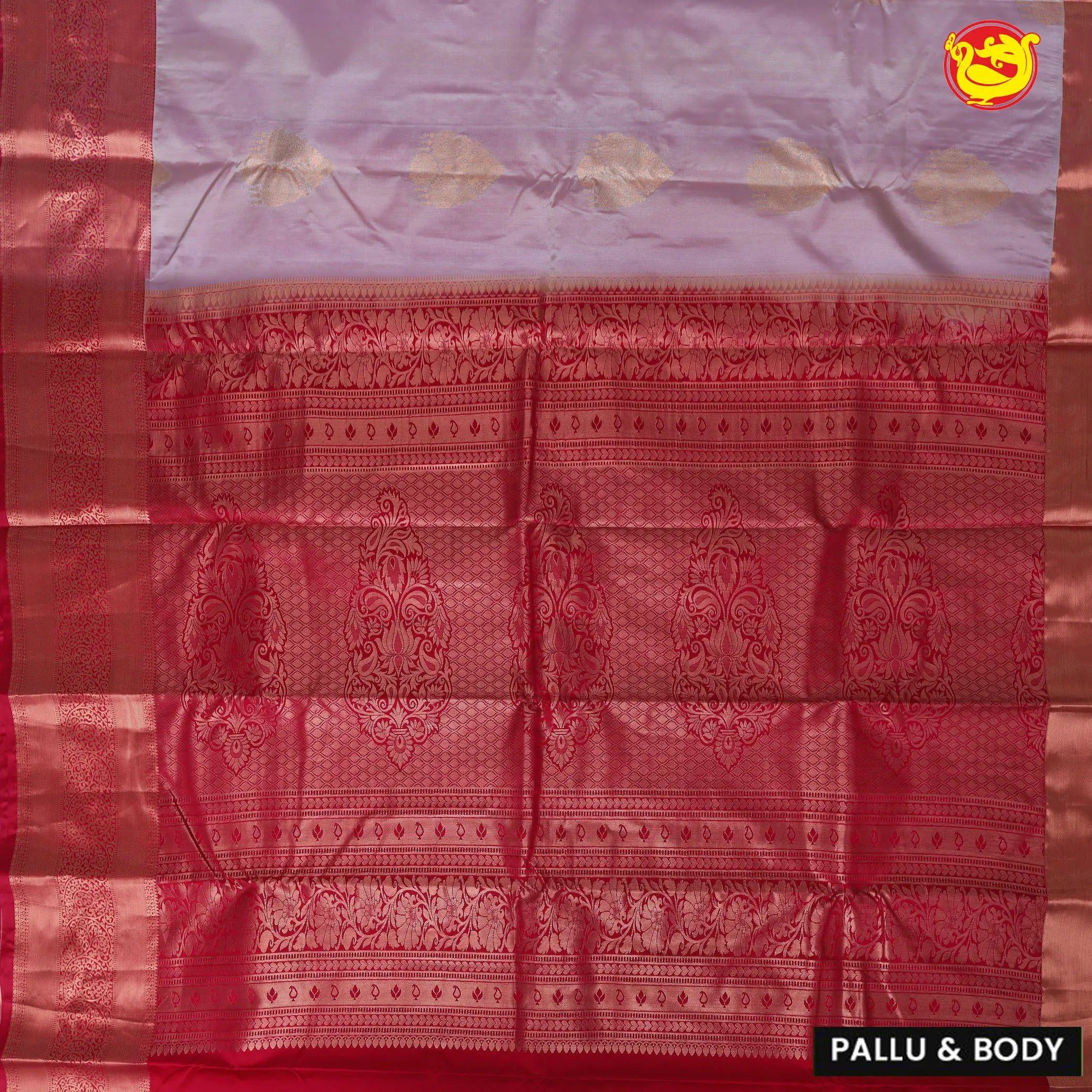 Lavender with Red Soft Silk Saree