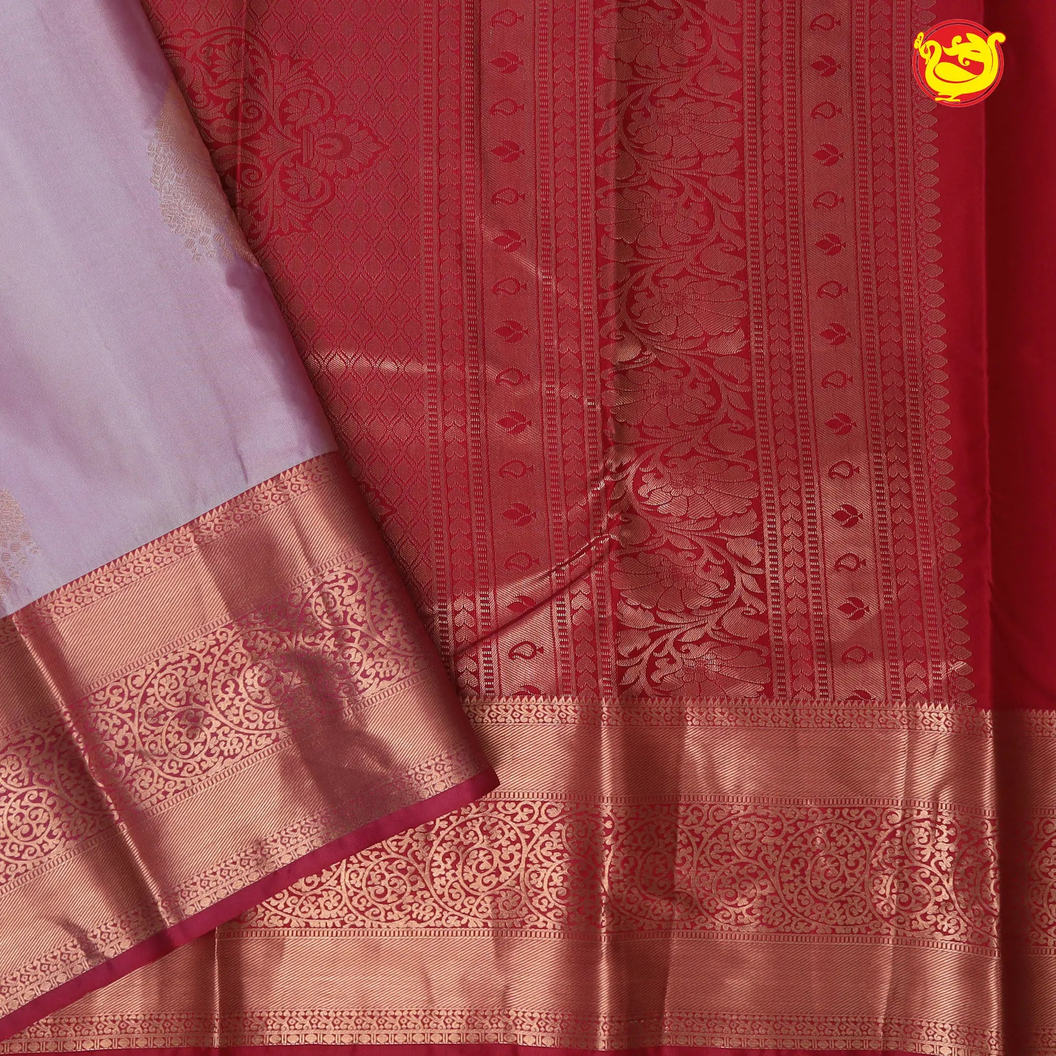 Lavender with Red Soft Silk Saree
