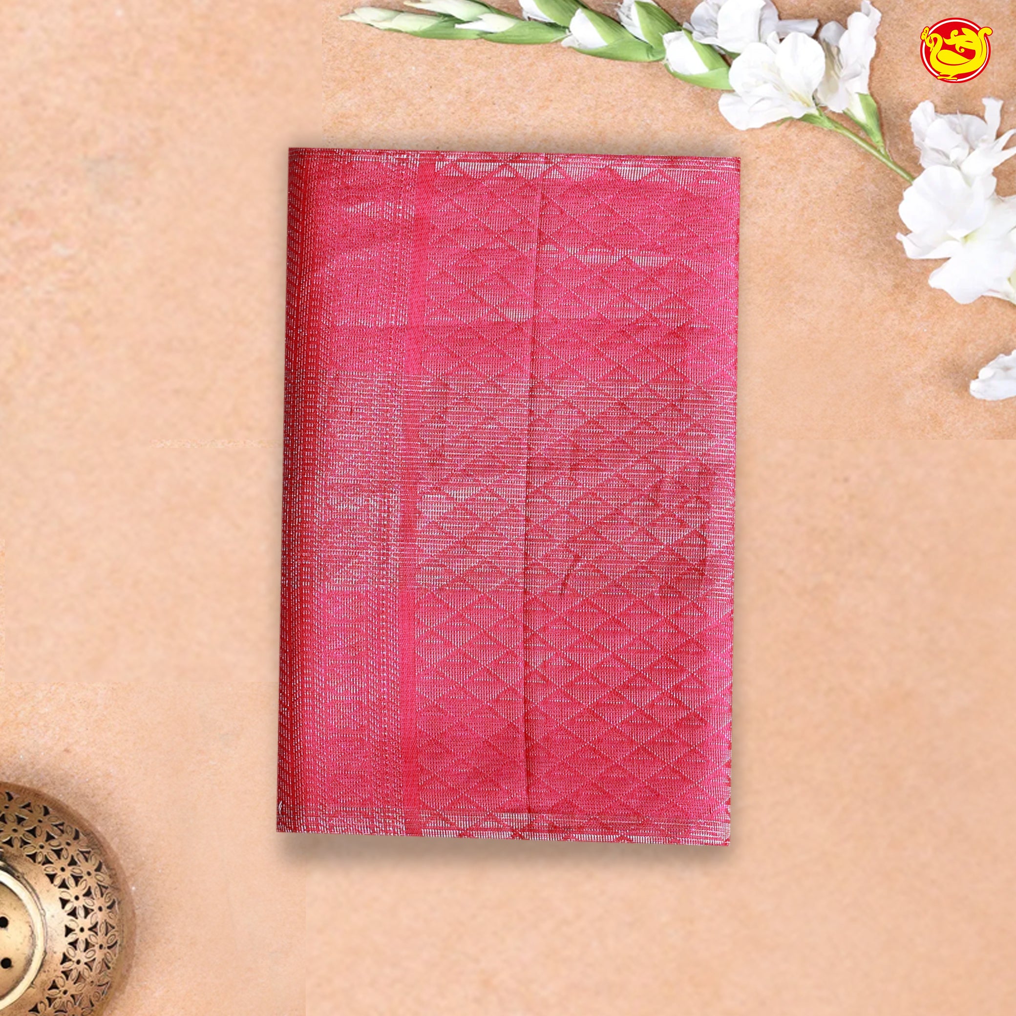 Grey with Pink Pallu Traditional Buttas in Silver Zari Soft Silk Saree