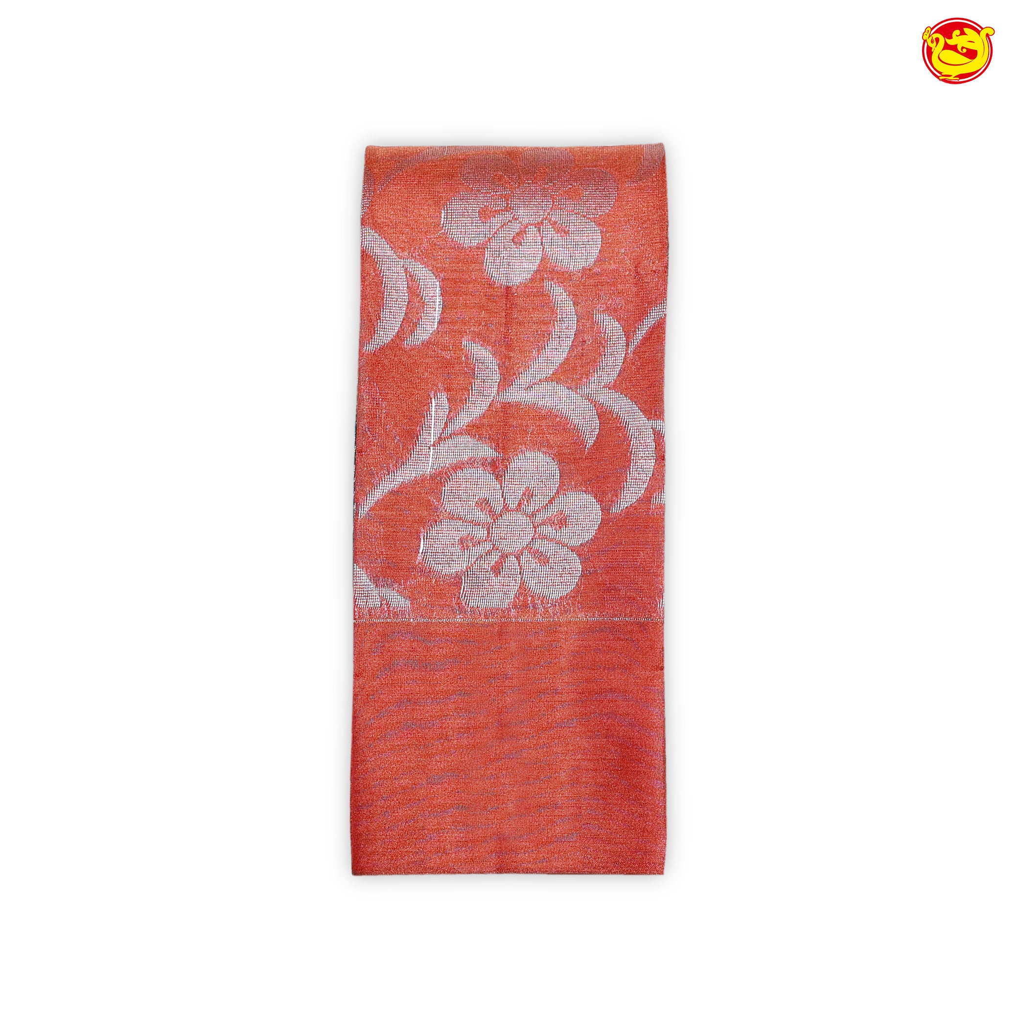 Orange with Green Floral Design Kotta Tissue Saree