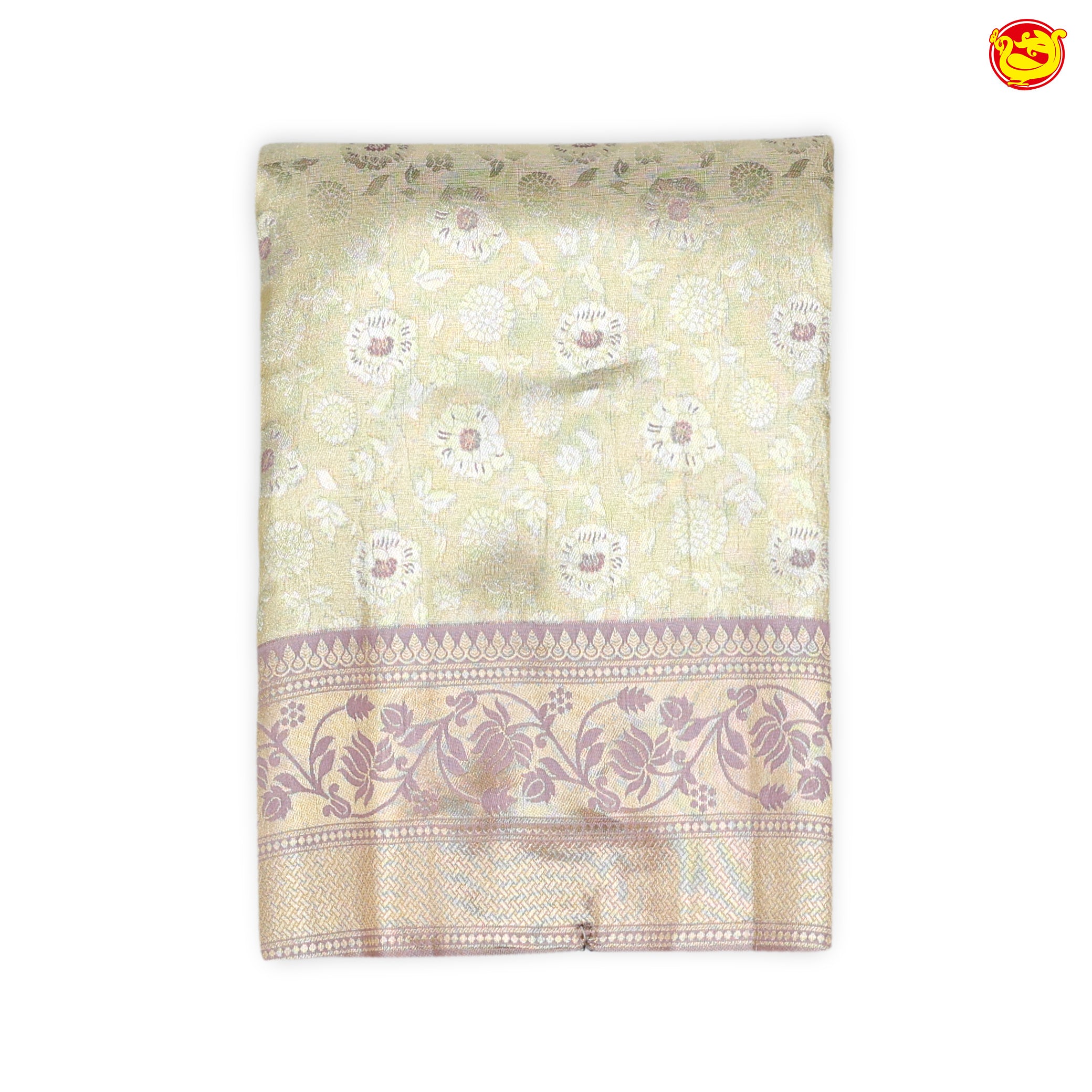 Gold with Lilac Border Tissue Silk Saree