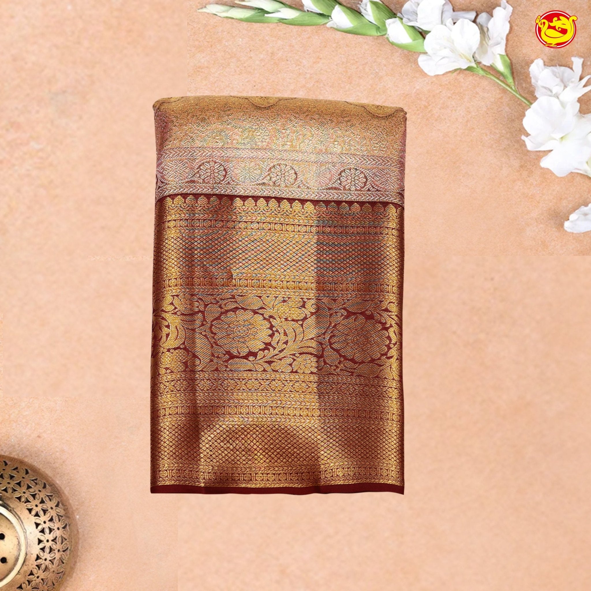 Gold Tissue Wedding Silk Saree - Thenianantham