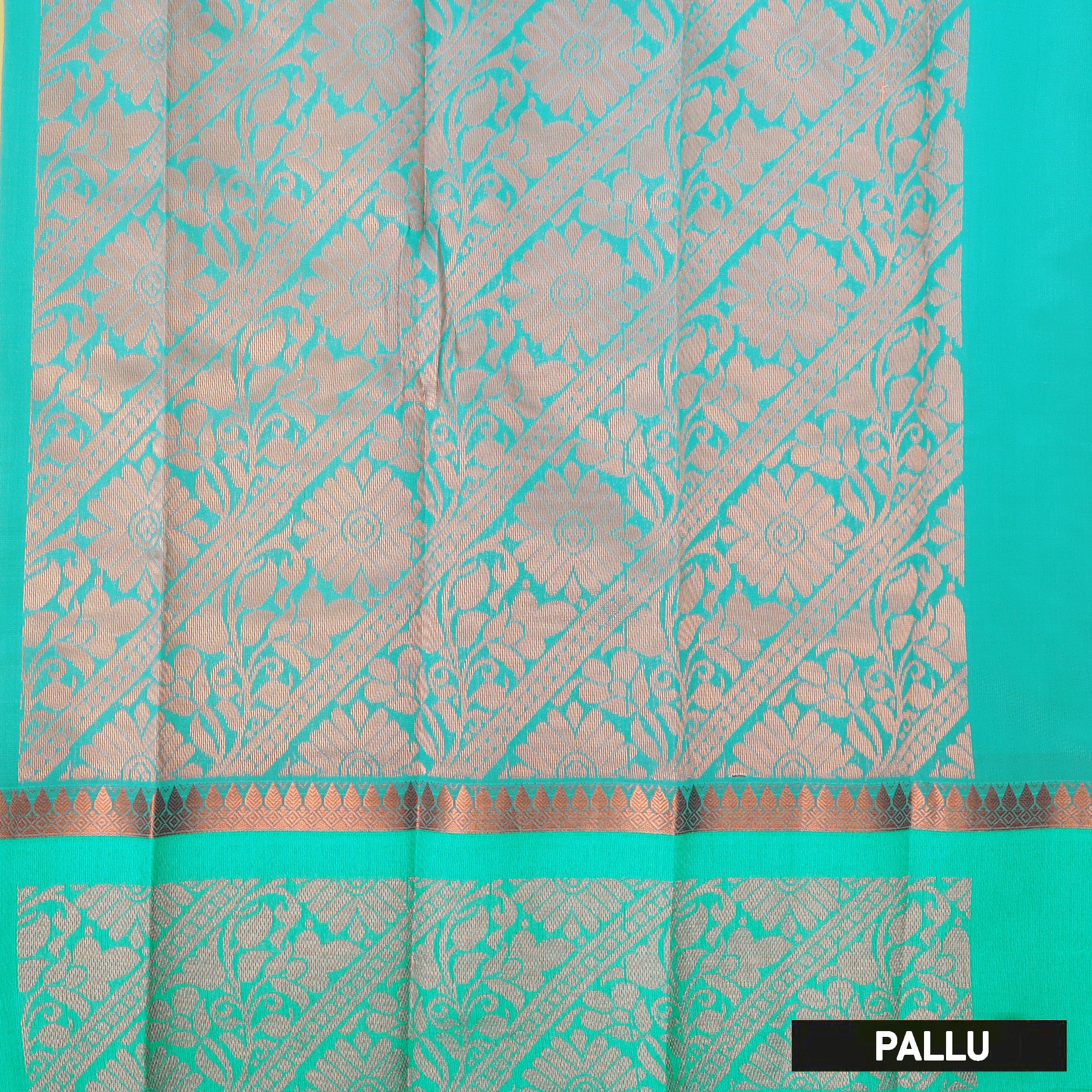 Light Yellow With Turquoise Border Silk Cotton Saree