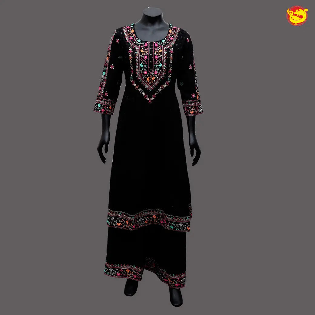 Black Ladies Branded Readymade Anarkali Suit Set
