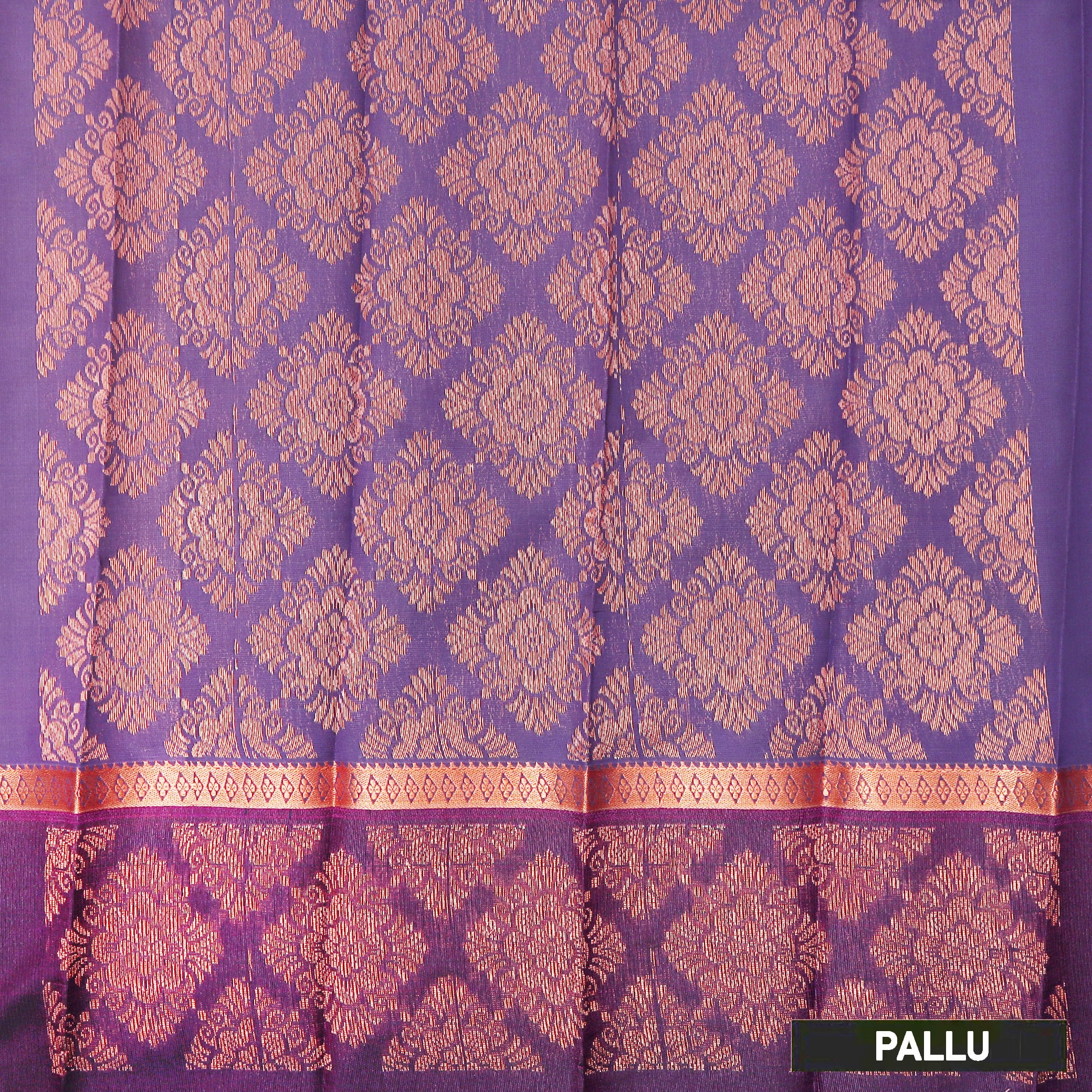 Sandal With Dark purple border Silk Cotton Saree