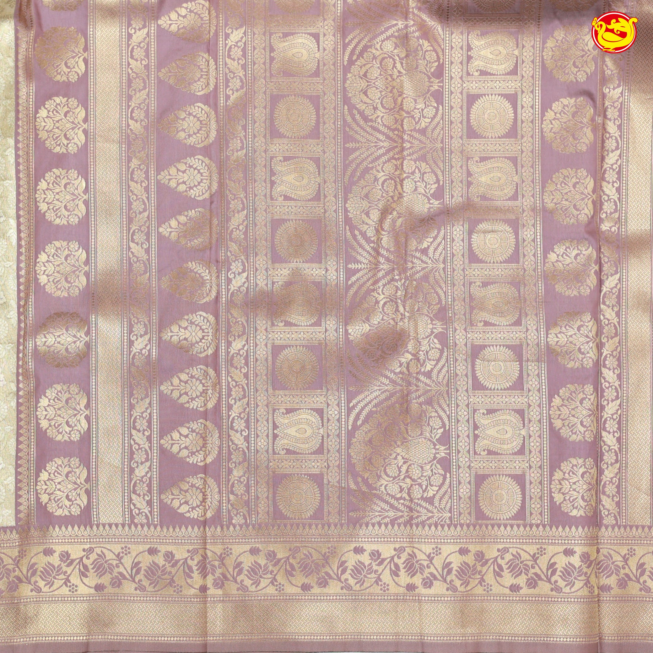 Gold with Lilac Border Tissue Silk Saree