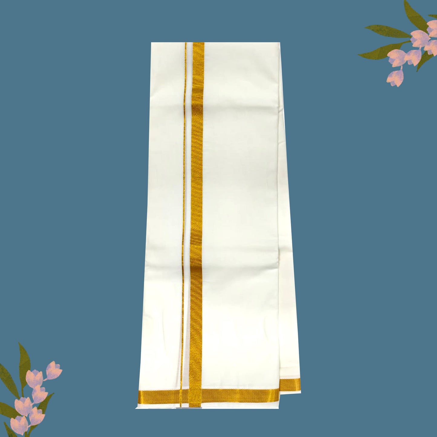 White with Gold Border Pure Cotton Men’s Dhoti
