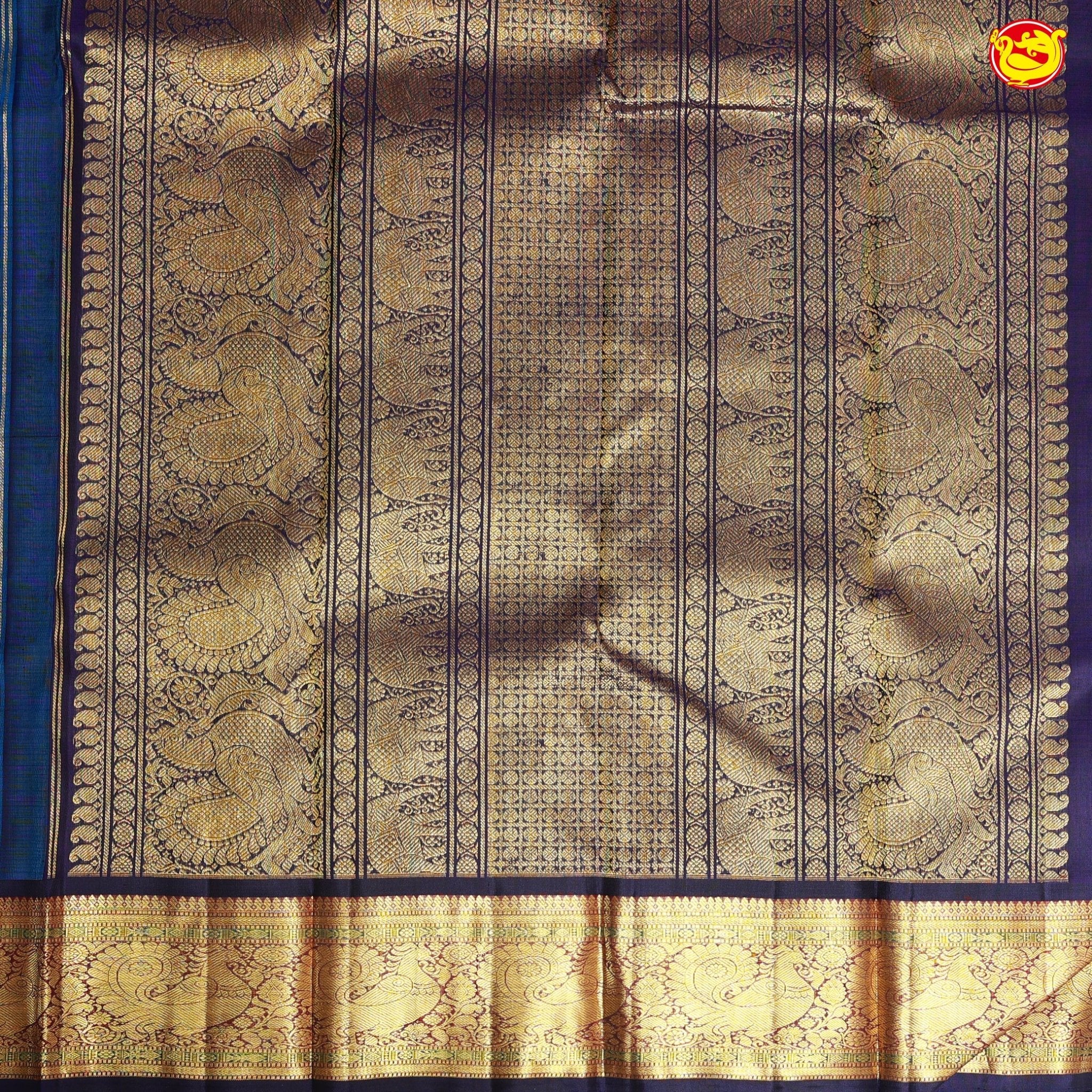 Royal Blue with Navy Blue Traditional Buttas Soft Silk Saree - Thenianantham