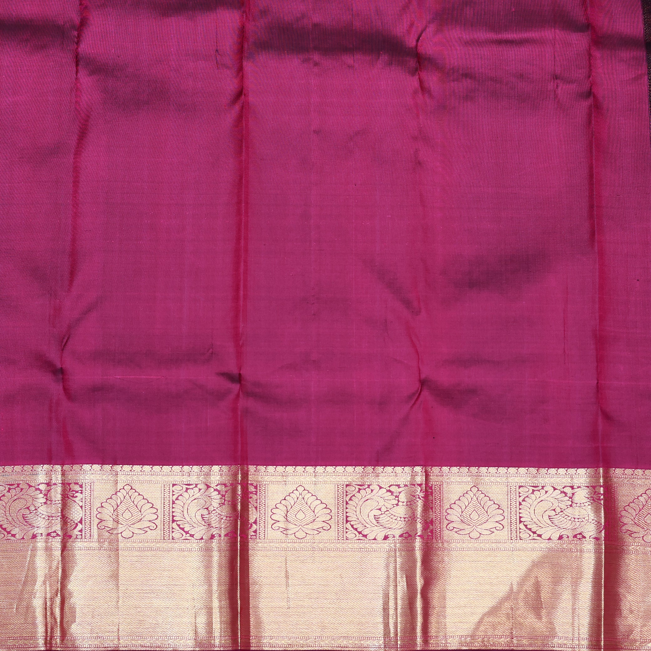 Magenta with Gold Zari Long Border Wedding Silk Saree