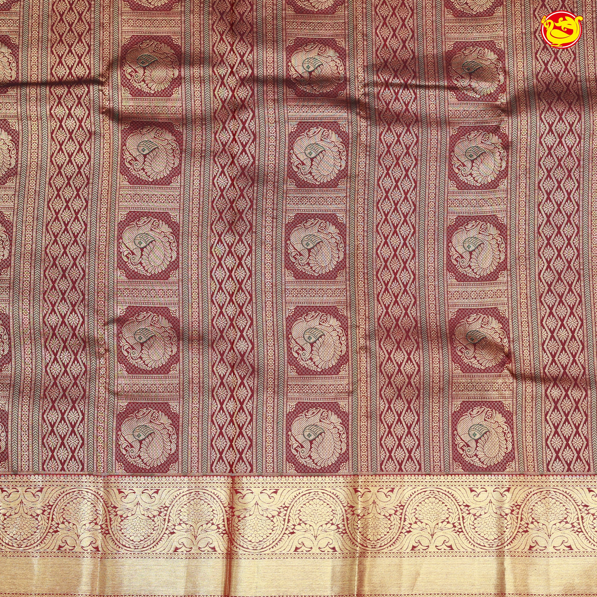 Chocolate Brown with Gold Zari Wedding Silk Saree