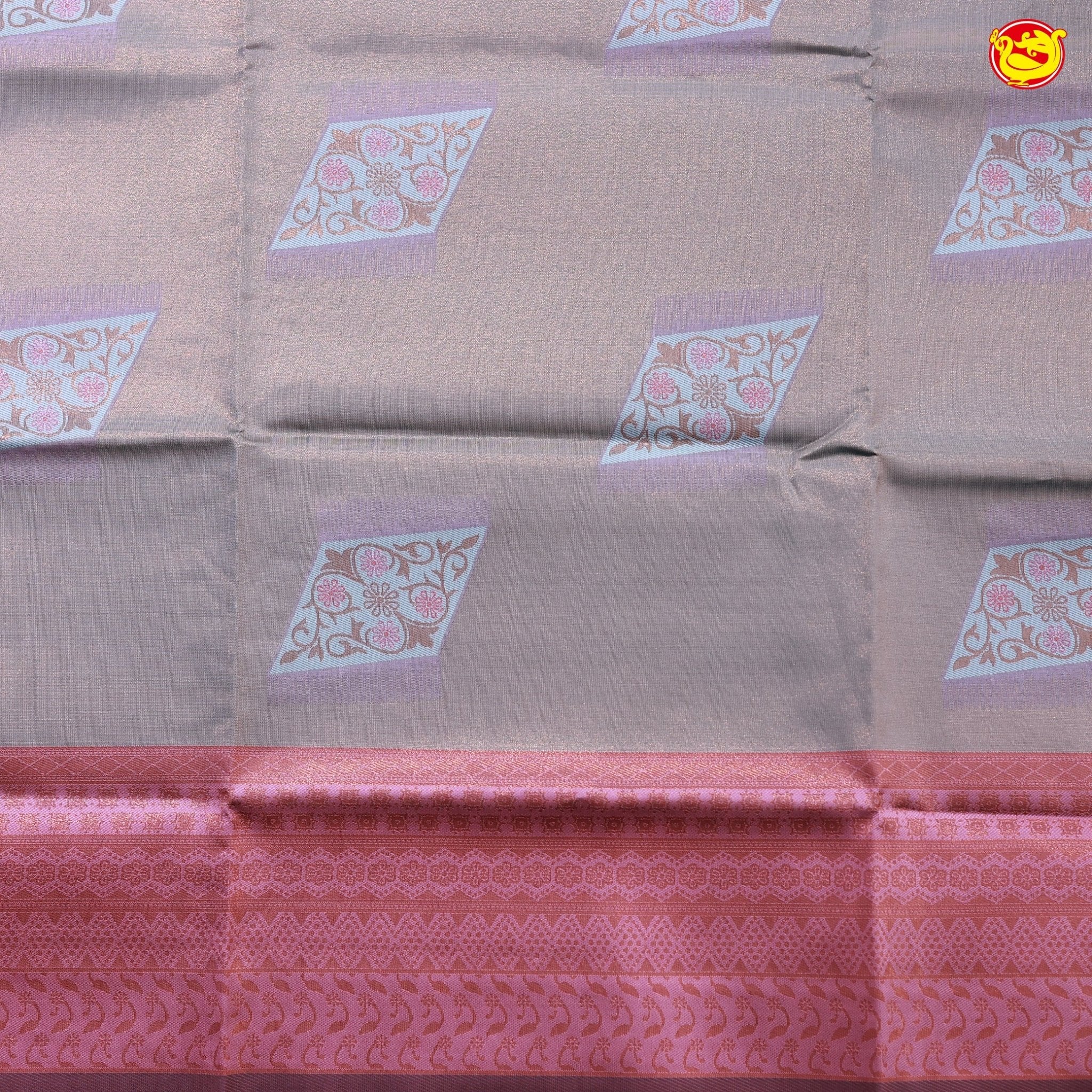 Grey with Copper with Maroon Border Kubera Silk Saree - Thenianantham