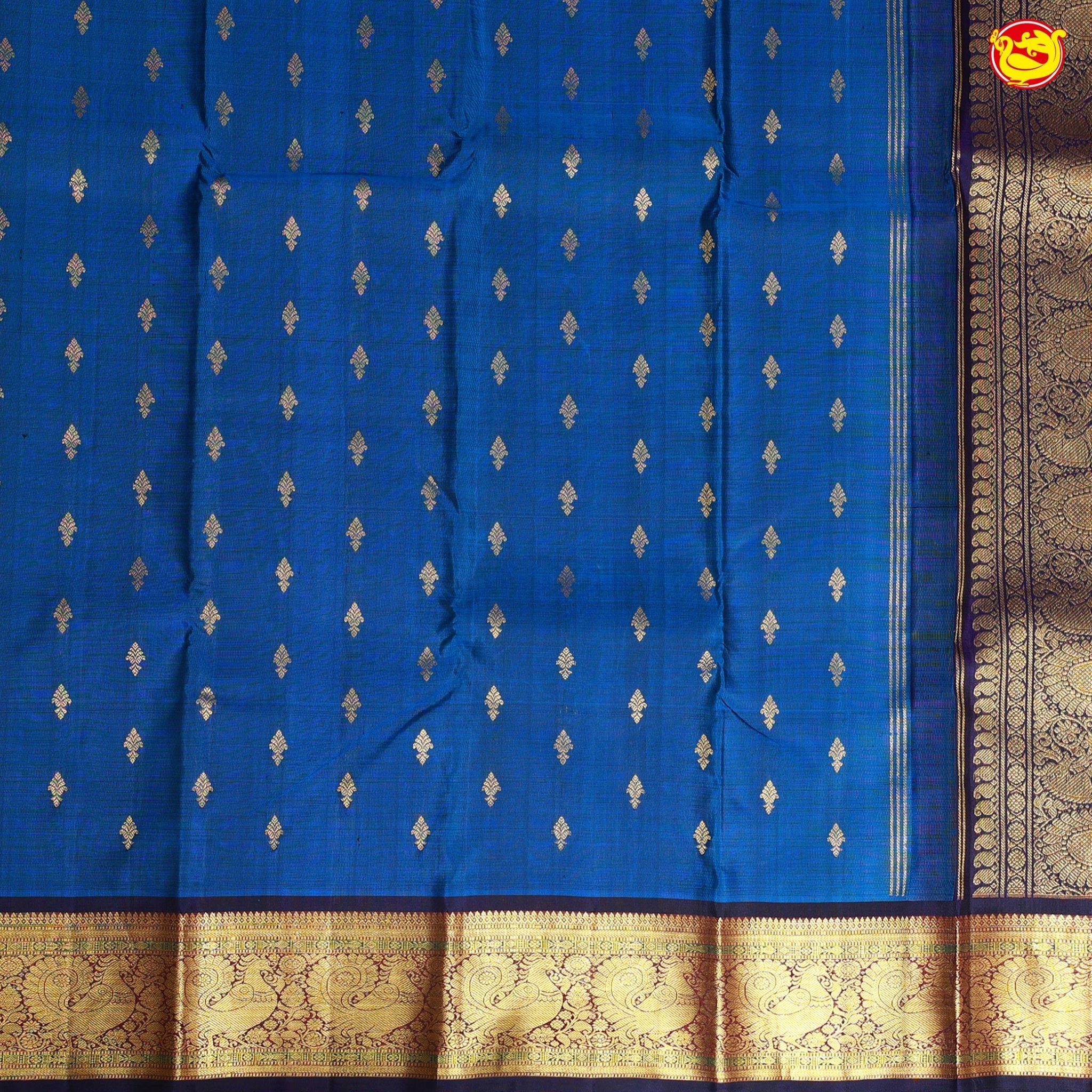 Royal Blue with Navy Blue Traditional Buttas Soft Silk Saree - Thenianantham