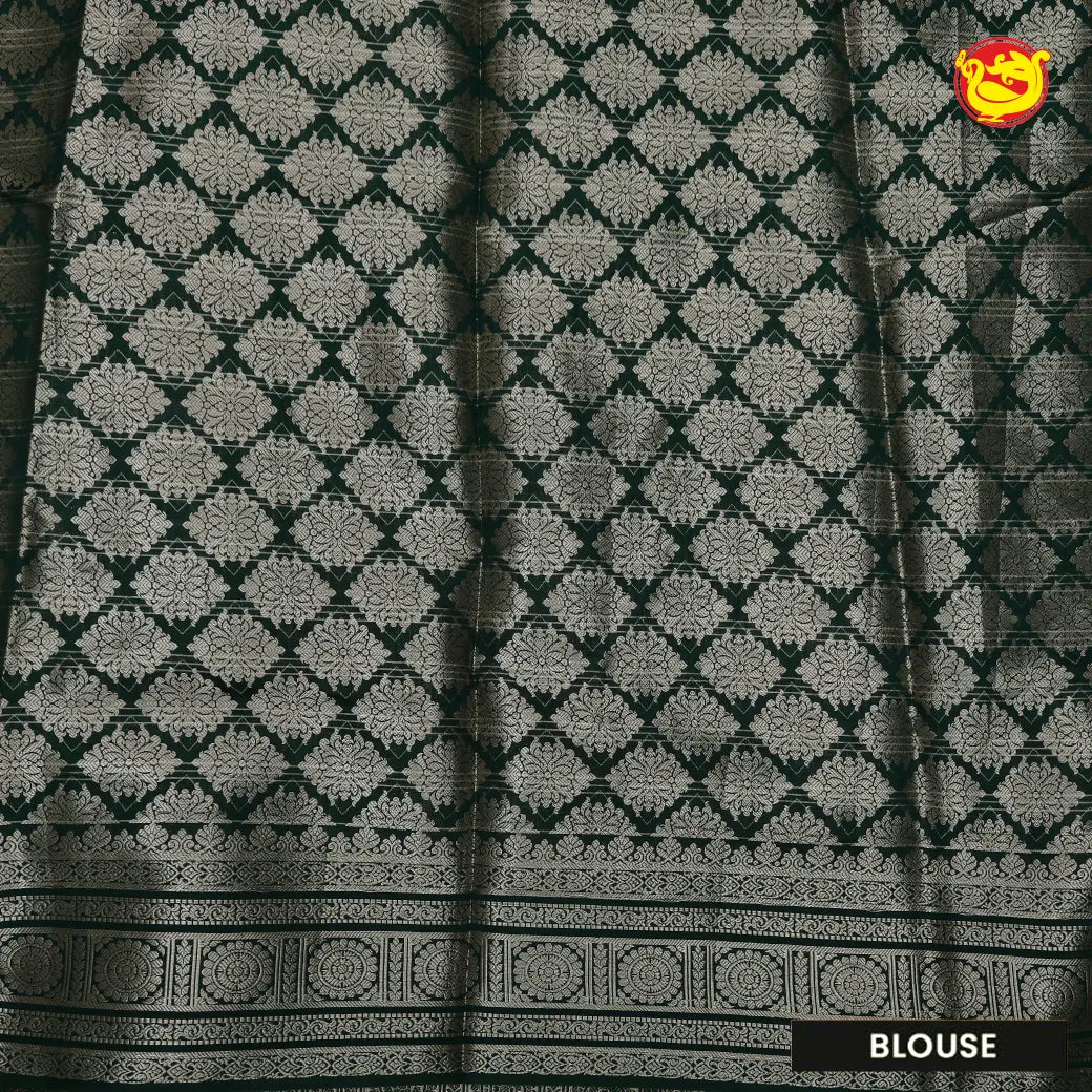 Light Sea green with Dark Green Stripes Design Semi Raw Silk Saree