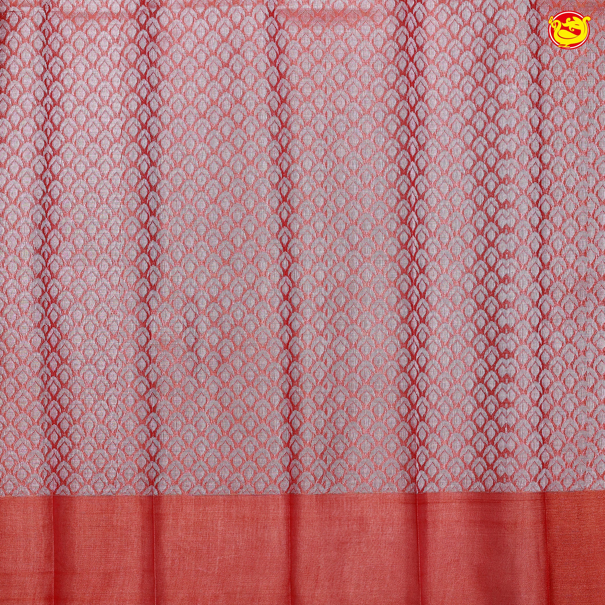 Blue and Grey with Orange Pallu Floral Design in Silver Zari Kotta Tissue Saree