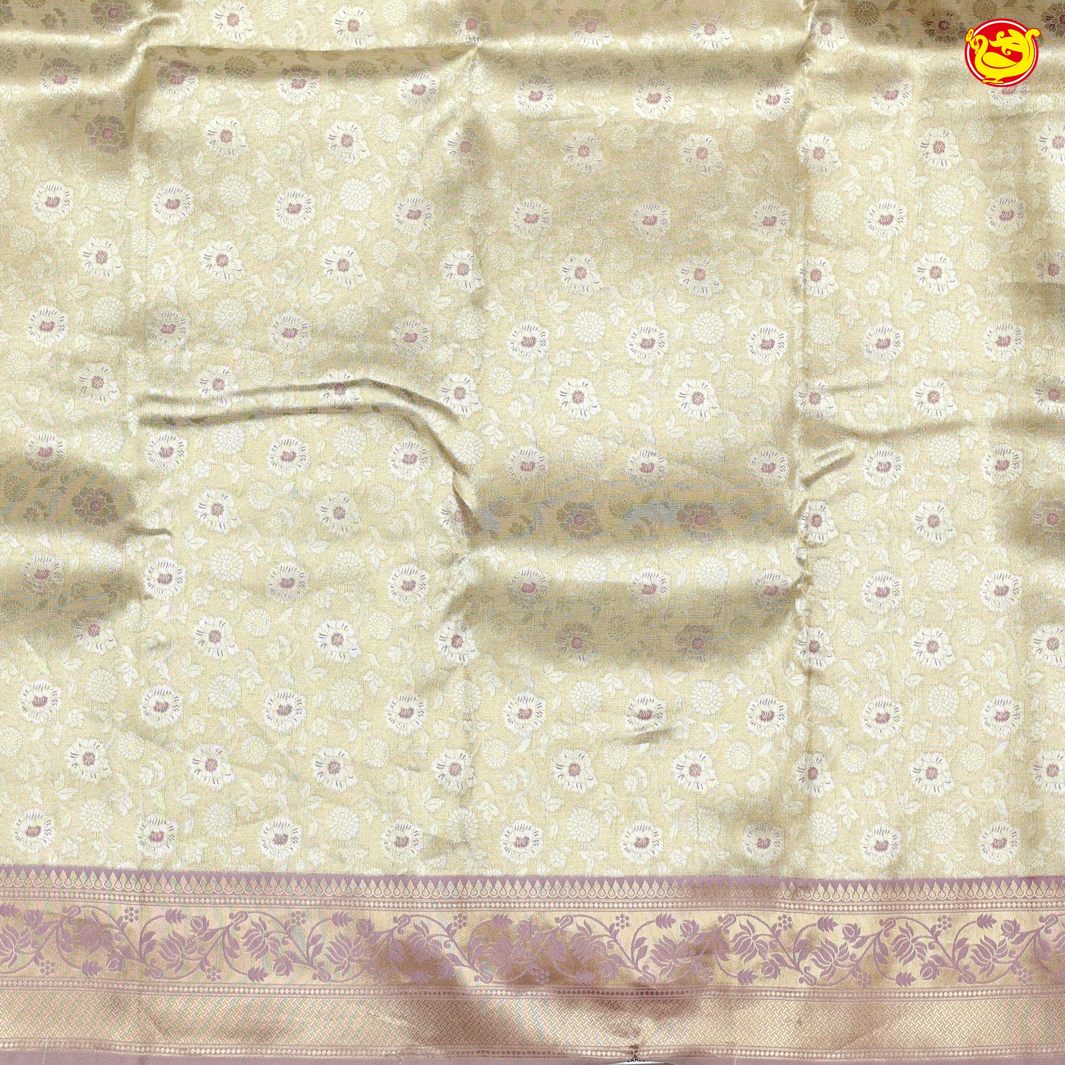 Gold with Lilac Border Tissue Silk Saree