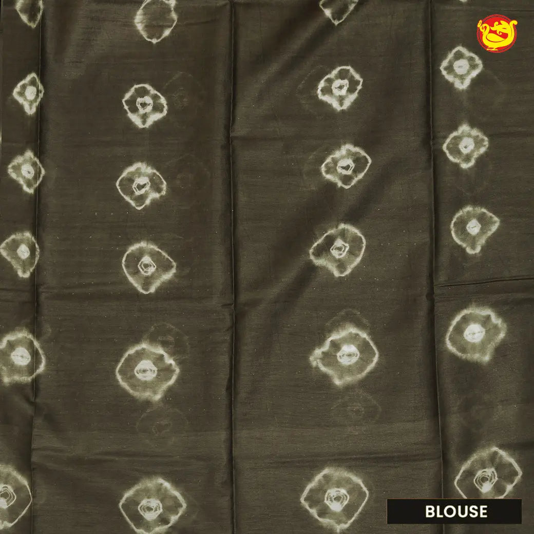 Light Olive Green Art Bamboo Cotton Saree