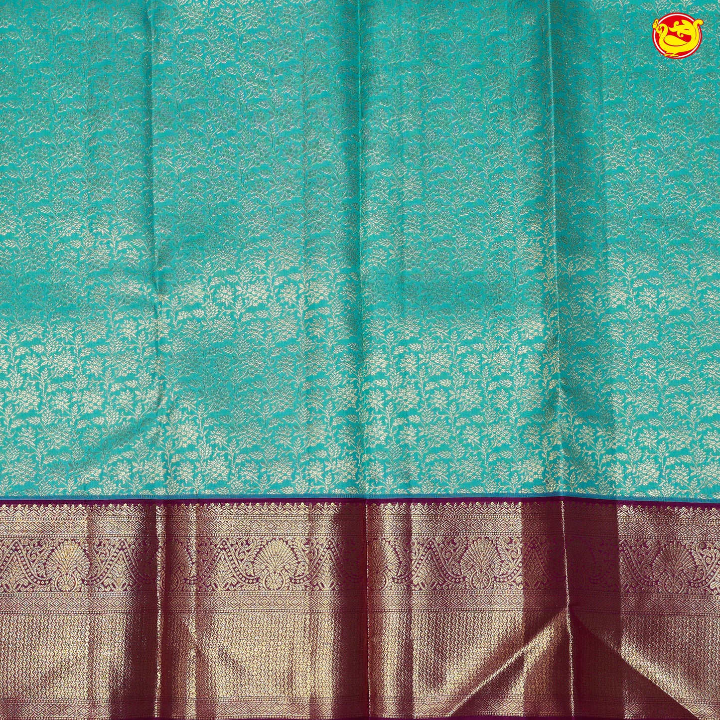 Sky Blue with Violet Traditional Wedding Silk Saree
