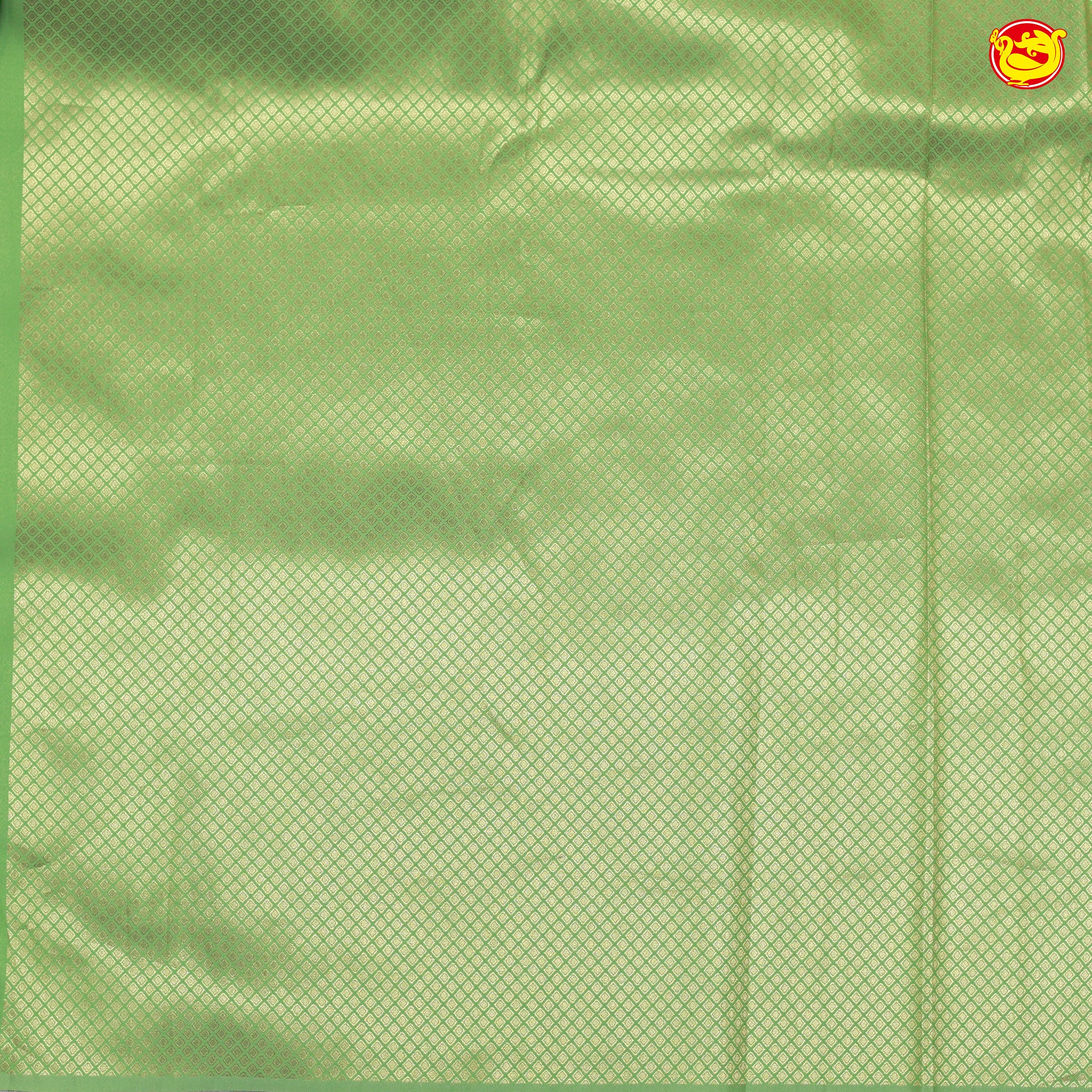 Gold with Light Green Floral Motifs Soft Tissue Silk Saree