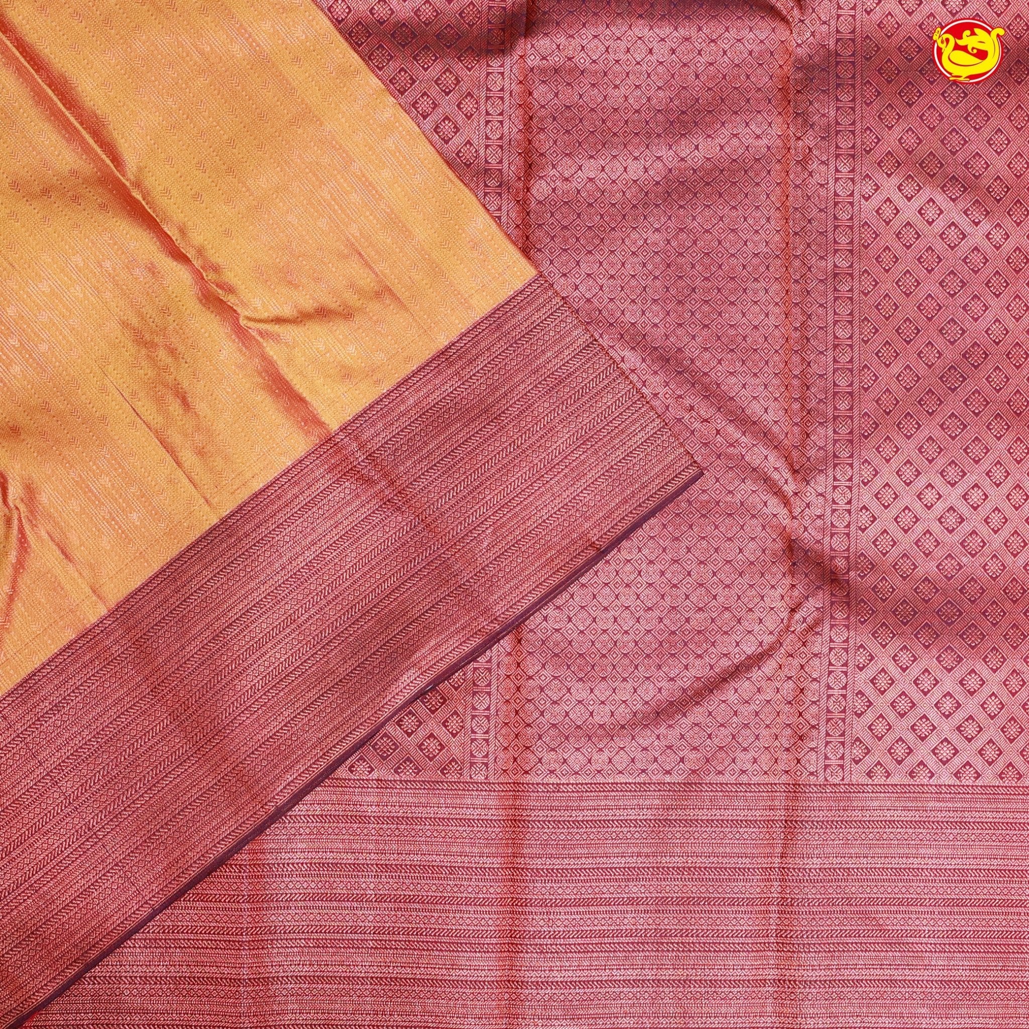 Fenugreek Yellow with Wine Traditional Buttas Soft Silk Saree - Thenianantham