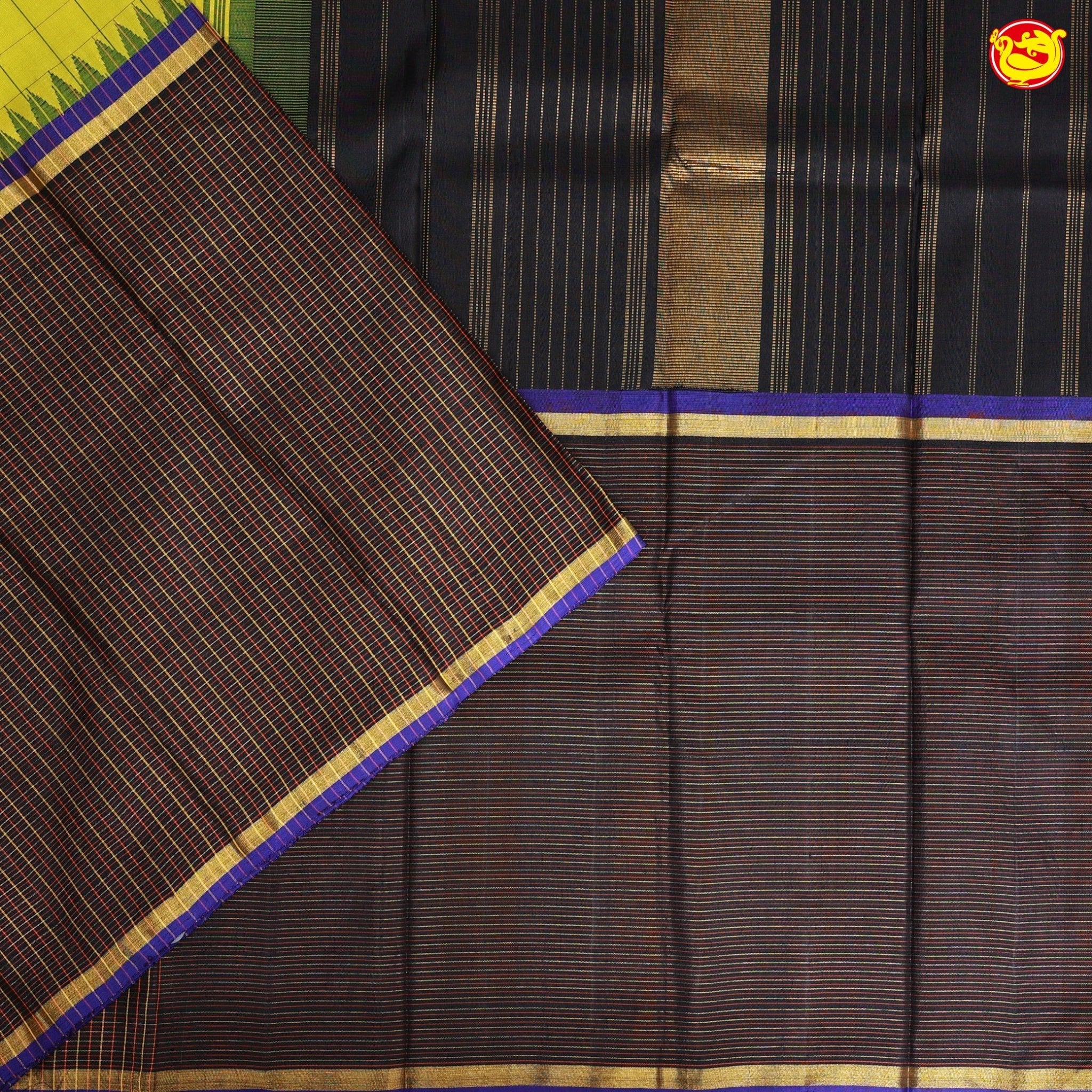 Multicolor Checked Motifs Soft Silk Saree - Thenianantham