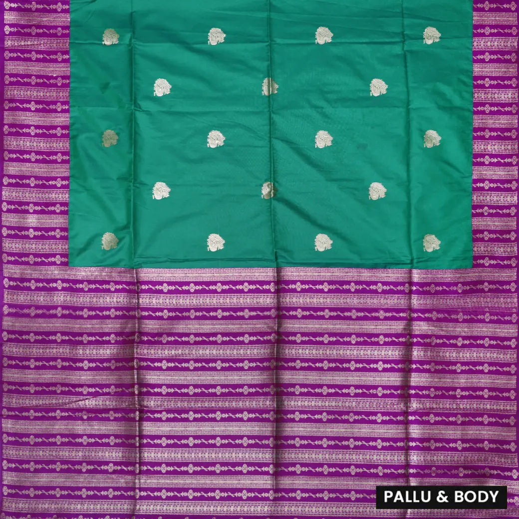 Green with Purple Soft Silk Saree