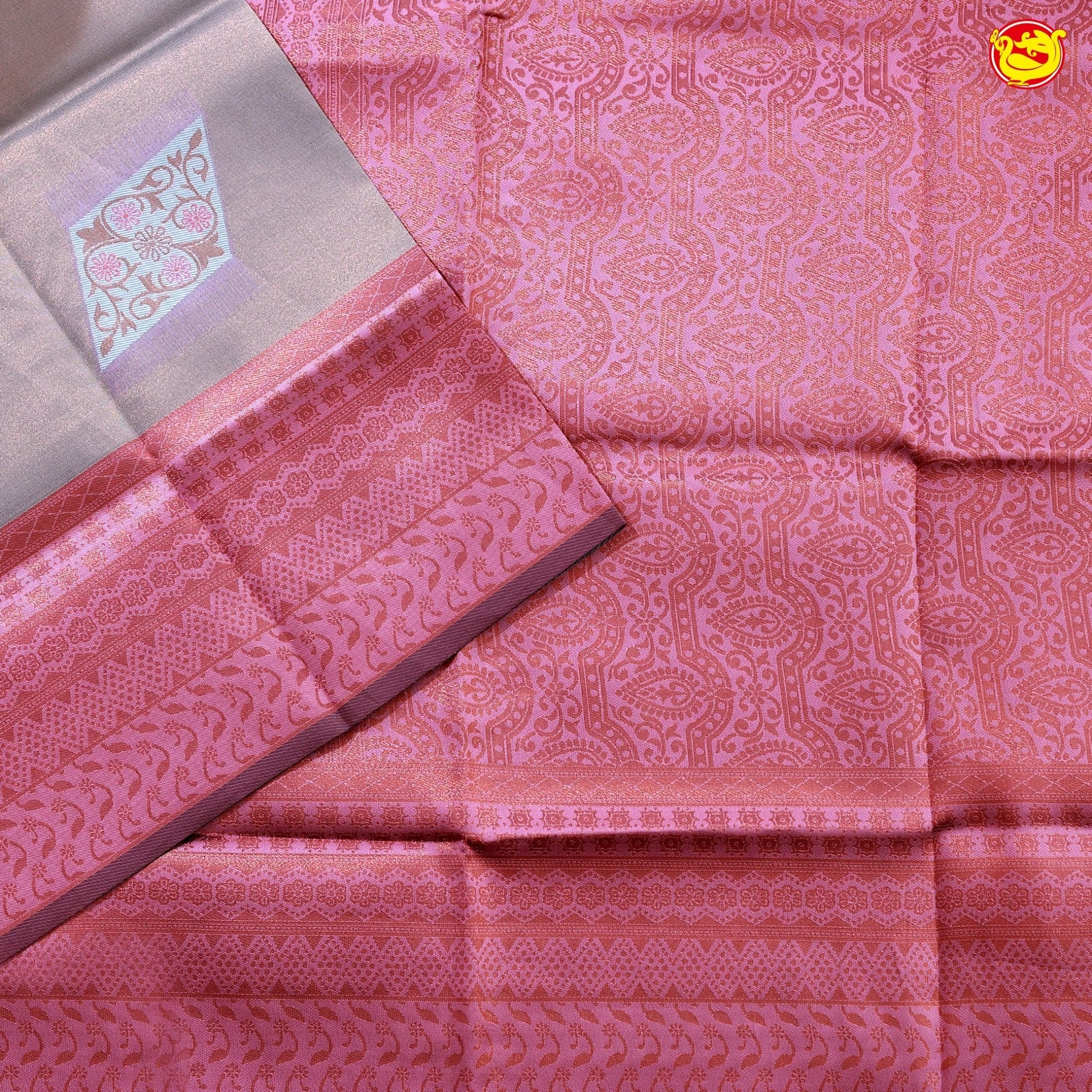Grey with Copper with Maroon Border Kubera Silk Saree - Thenianantham