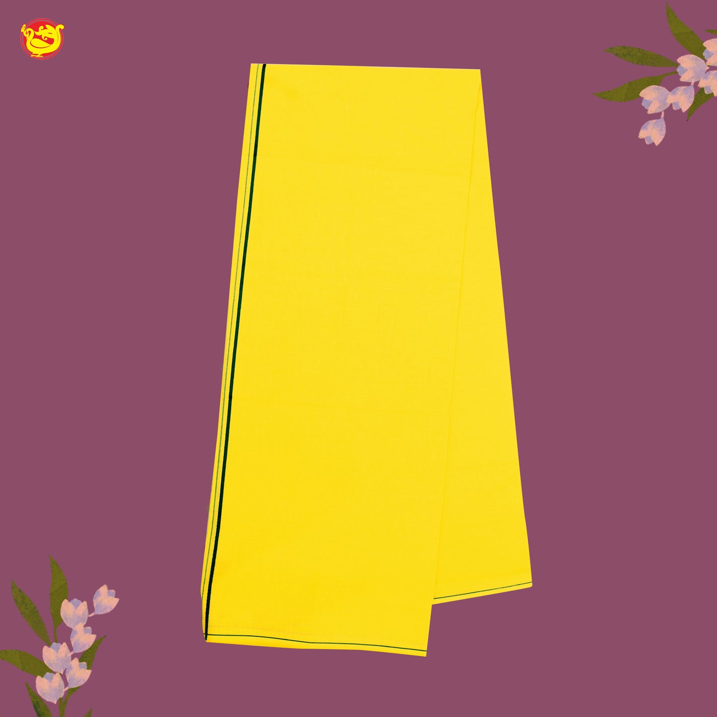 Yellow With Green Border Men’s Temple Wear Dhotis