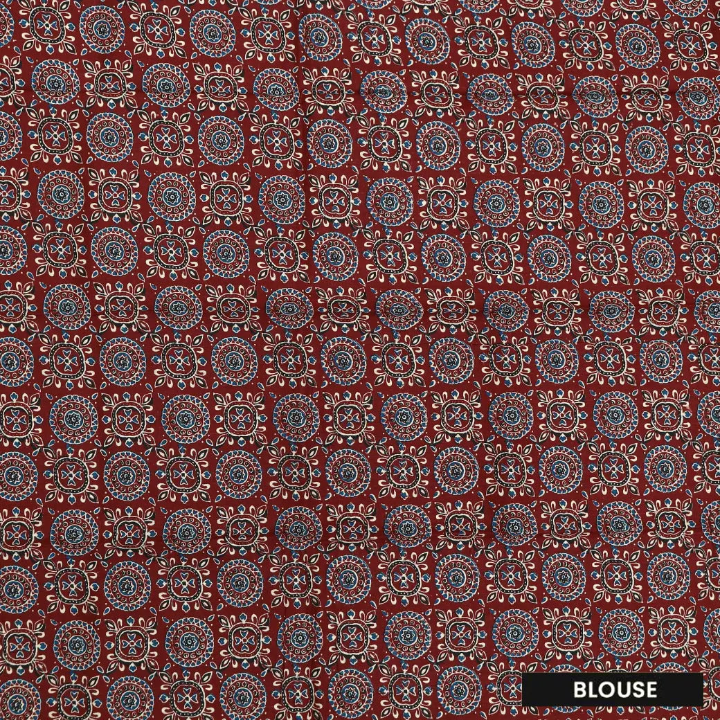 Maroon Linen Cotton Saree with Contrast Blouse