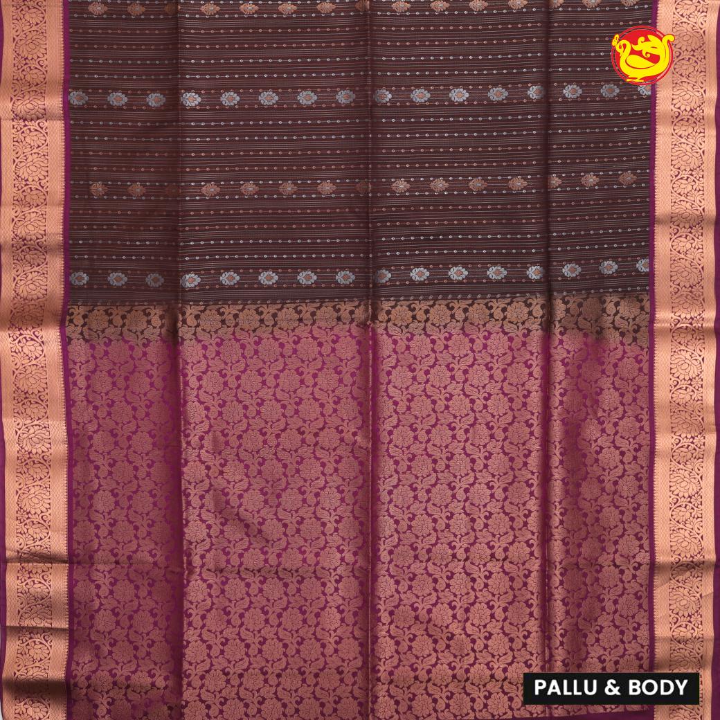 Brown with Purple Soft Silk Saree - Thenianantham