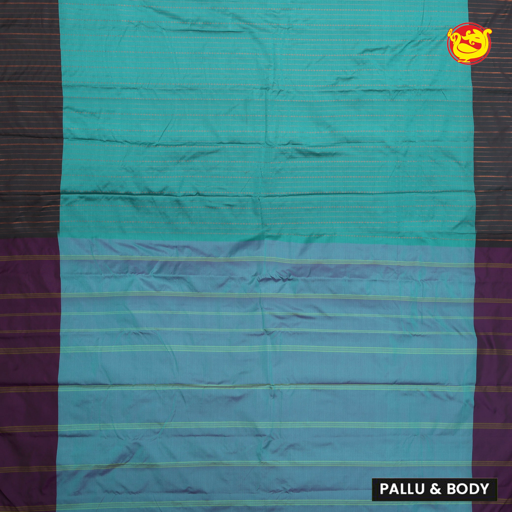 Teal Blue with Black Arani Fancy Silk Saree