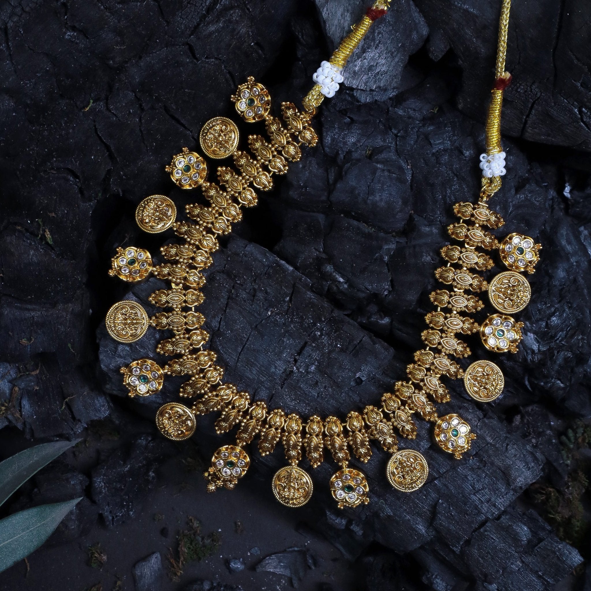 Antique Lakshmi coin Necklace with earrings - Thenianantham
