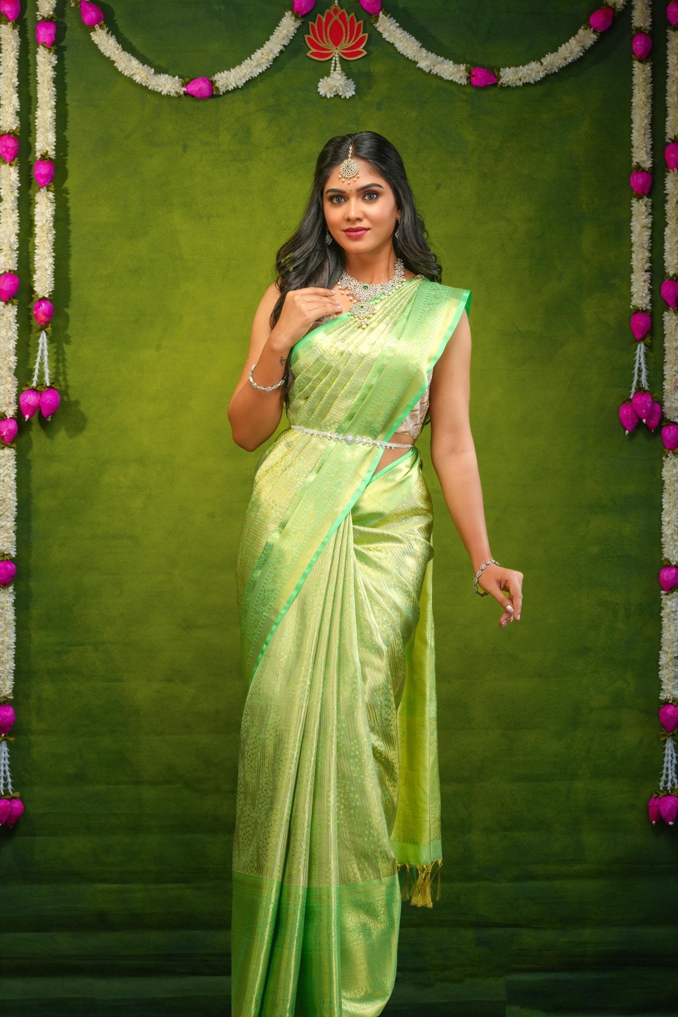 Pastel Green Pure Kanchipuram Silk Saree - Thenianantham