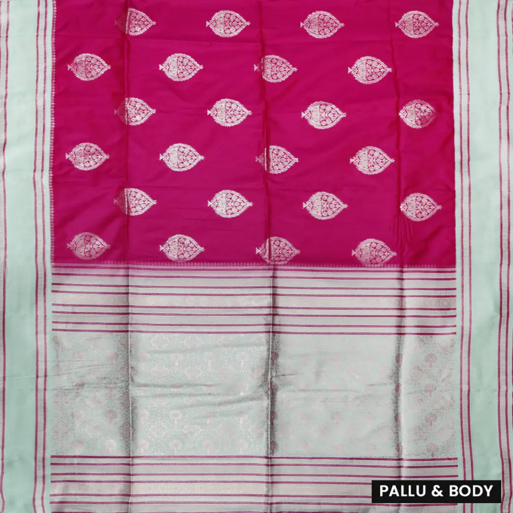 Dark Pink with Pale Green Soft Silk Saree
