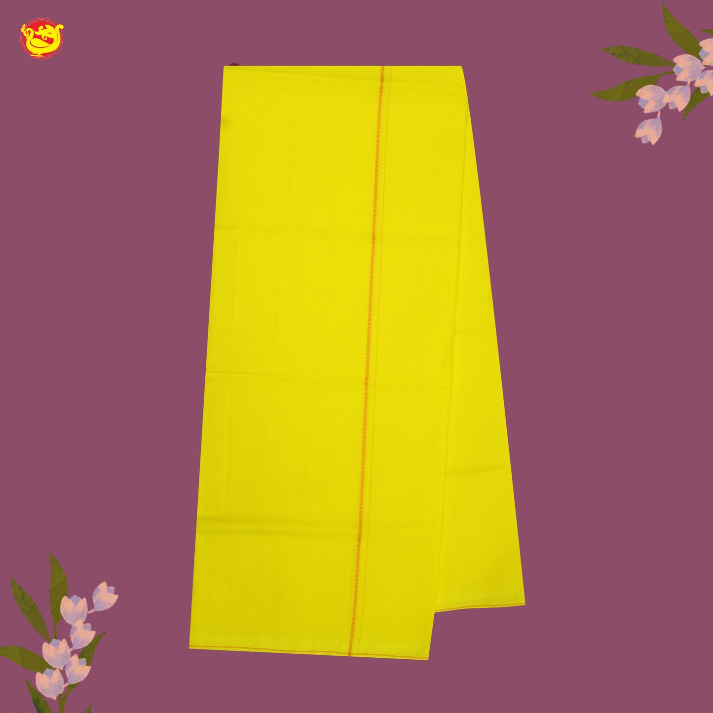 Yellow With Orange Border Men’s Temple Wear Dhotis