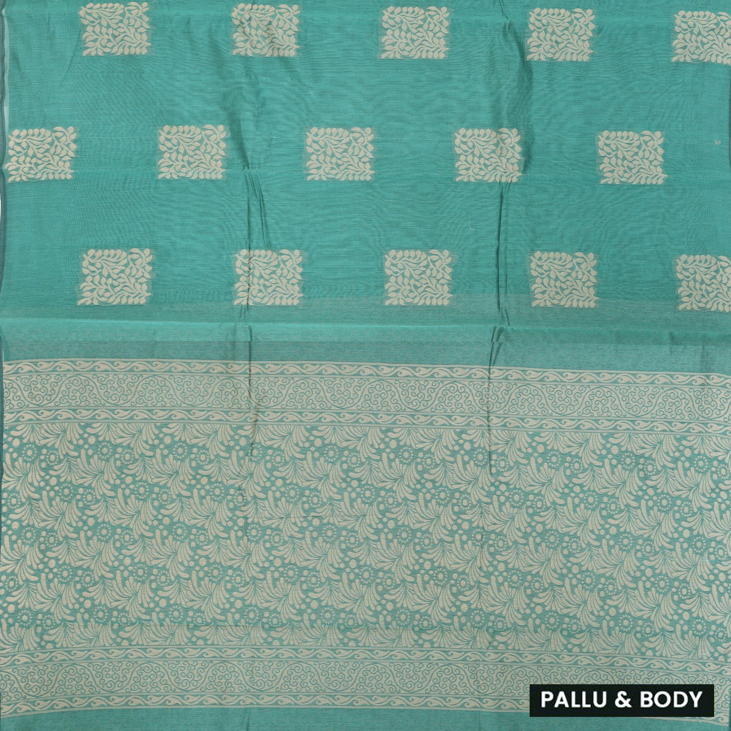 Medium Aqua With Sandal Zari Silk Cotton Saree