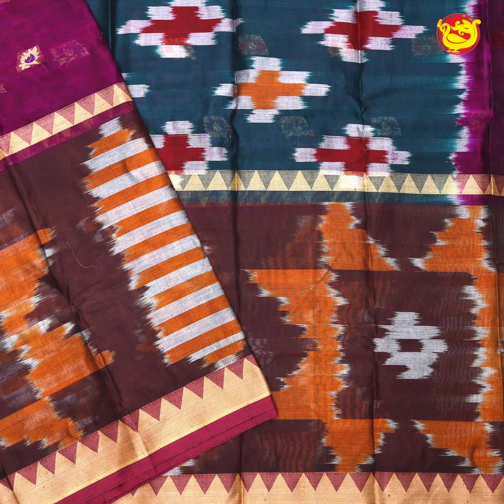 Multicolour Pure Bengal Cotton Saree without Blouse