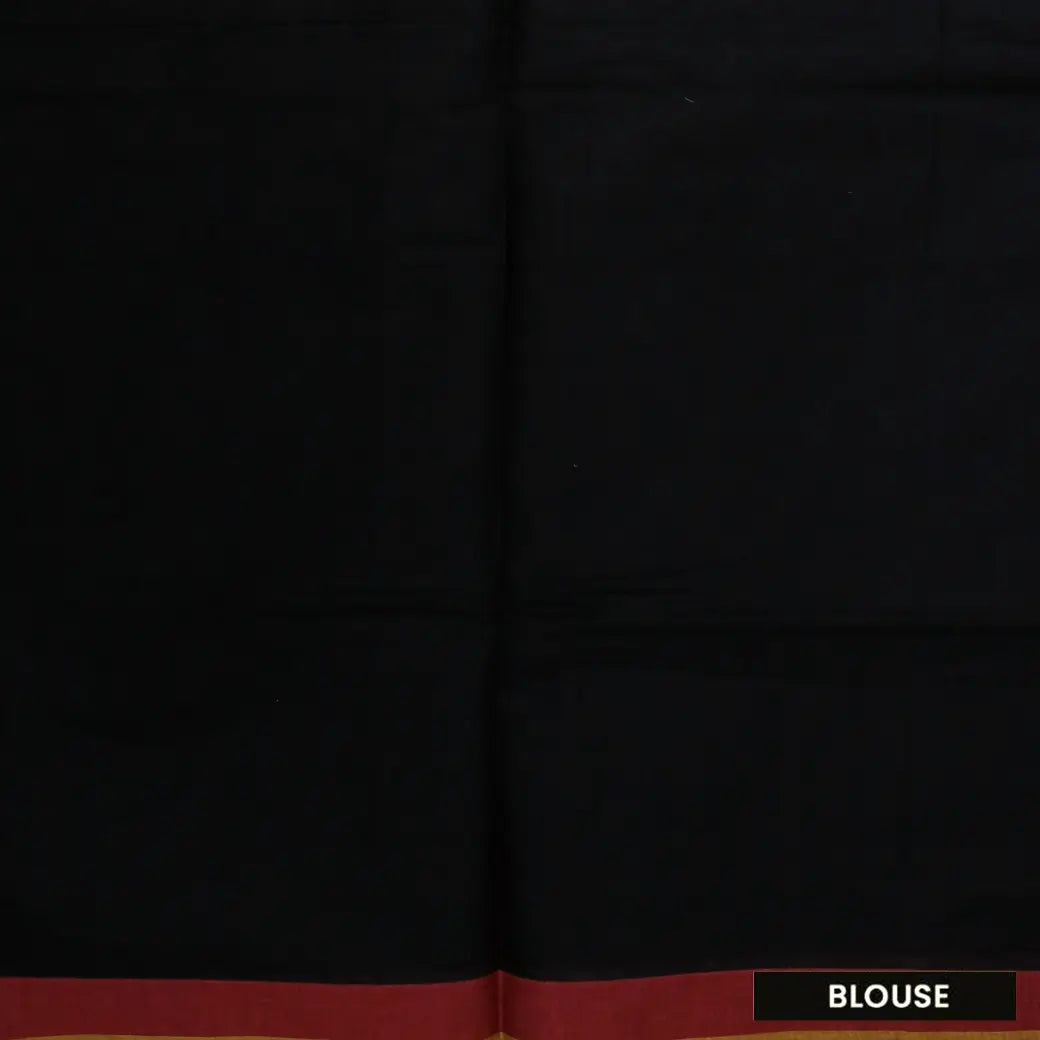 Black with Light Red Negamam Cotton Saree