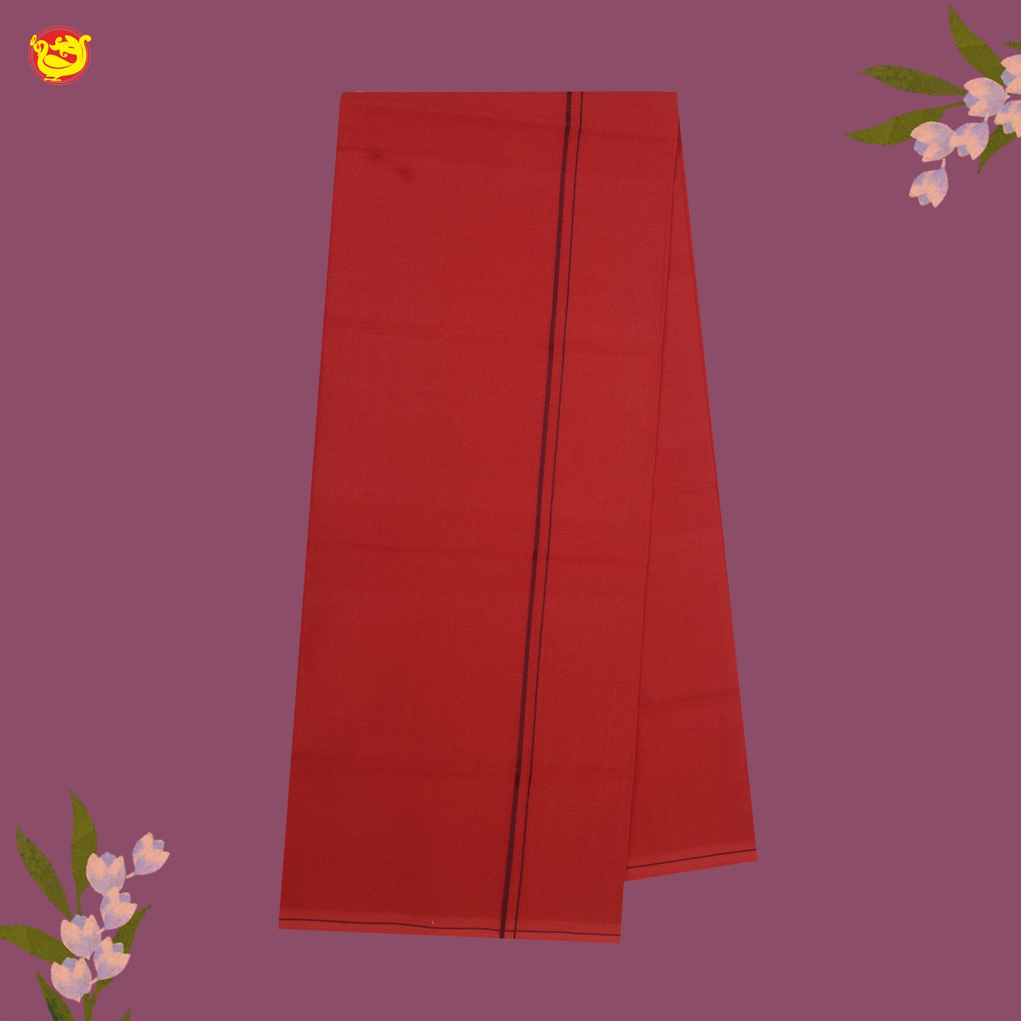 Red With Brown Border Men’s Temple Wear Dhotis
