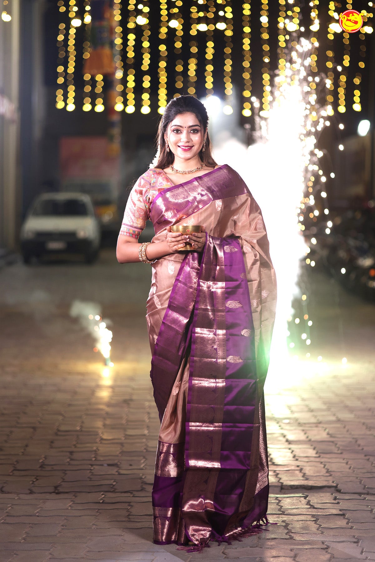 MAGENTA color dupion silk outlet saree with copper zari | stylebypanaash