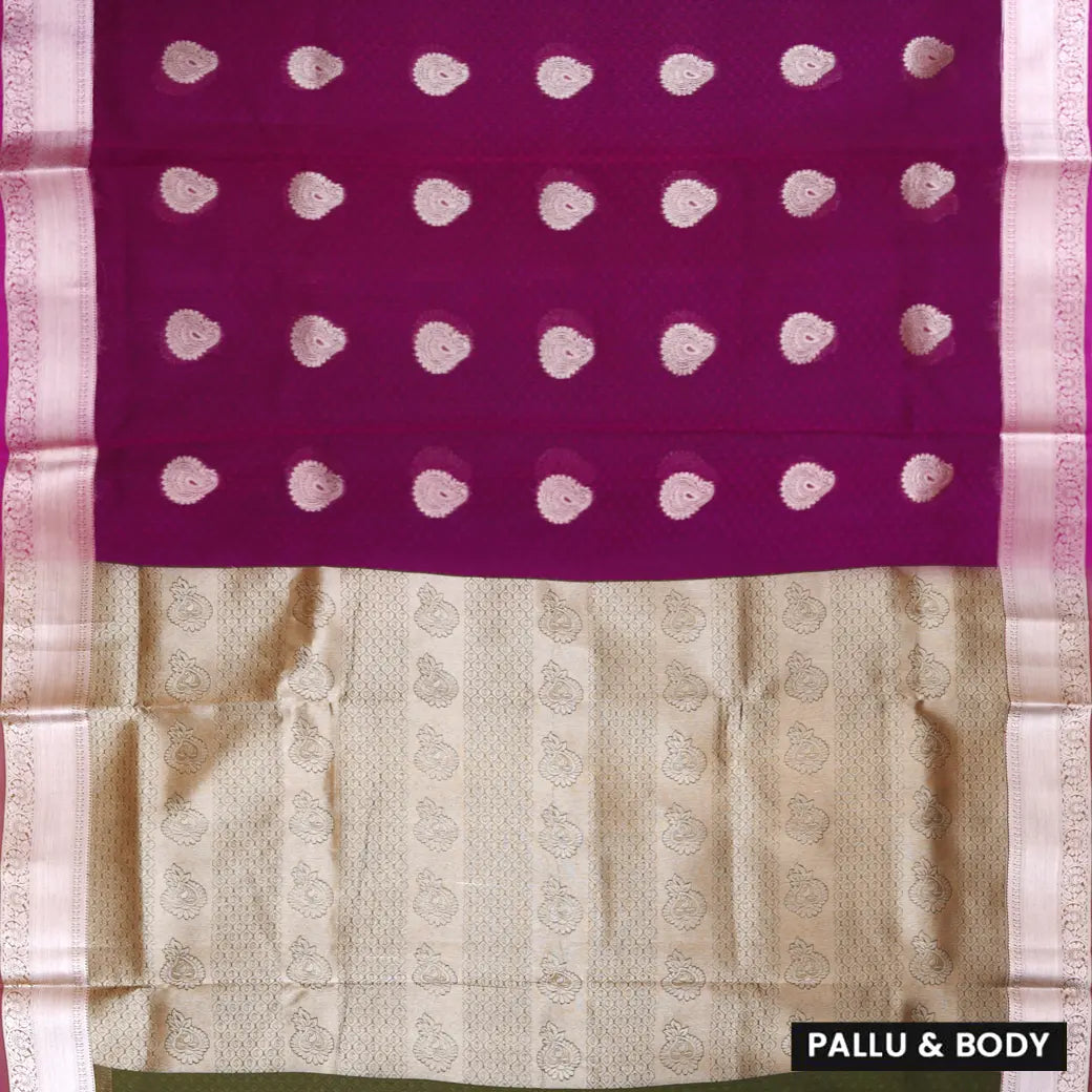 Maroon With Forest Green Silk Cotton Saree