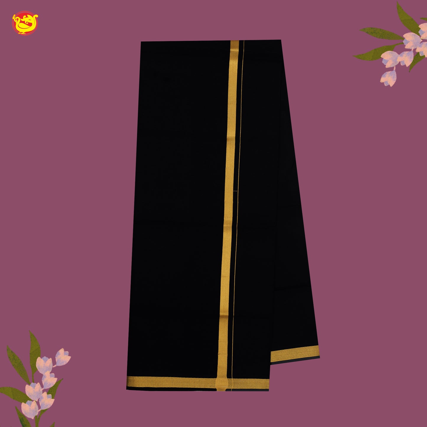 Black With Gold Border Men’s Temple Wear Dhotis