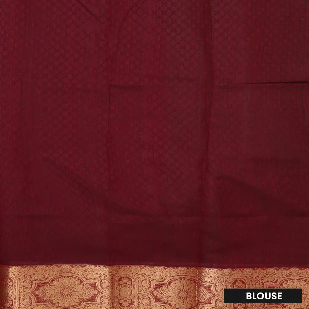Forest Green With Maroon Silk Cotton Saree