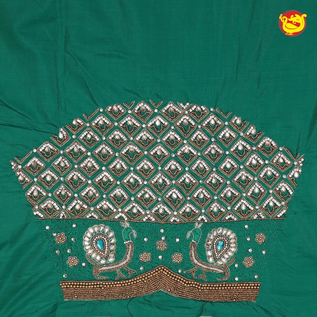 Green Bridal Aariwork Blouse - Thenianantham