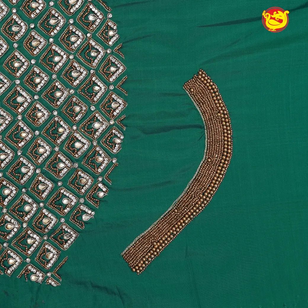 Green Bridal Aariwork Blouse - Thenianantham