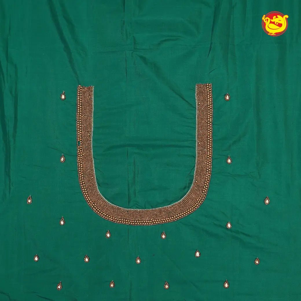 Green Bridal Aariwork Blouse - Thenianantham