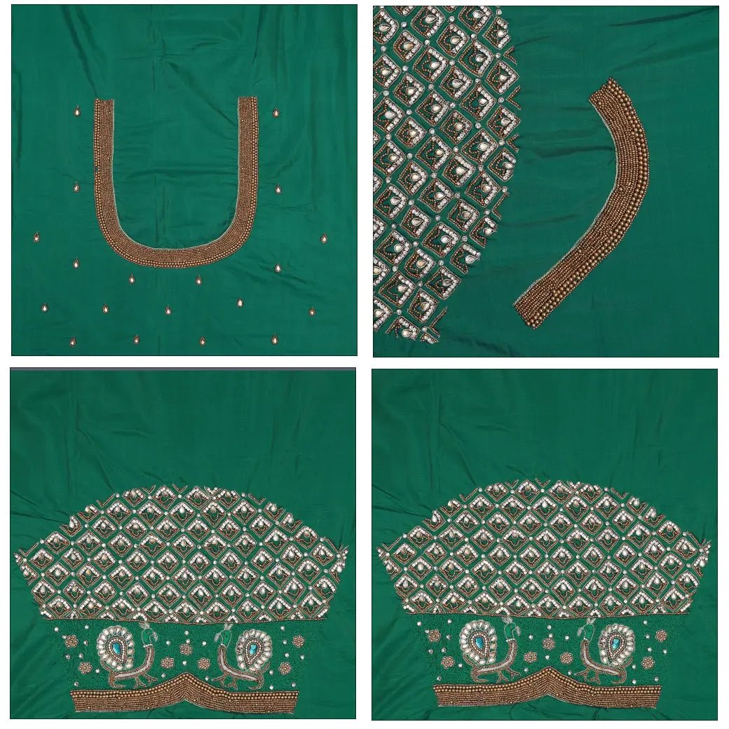 Green Bridal Aariwork Blouse - Thenianantham