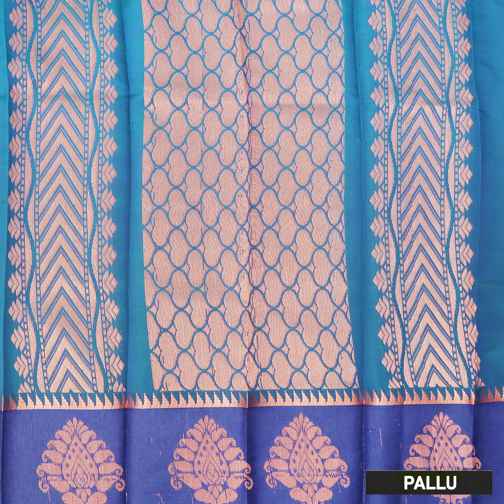 Aqua Green With Navy Blue Border Silk Cotton Saree