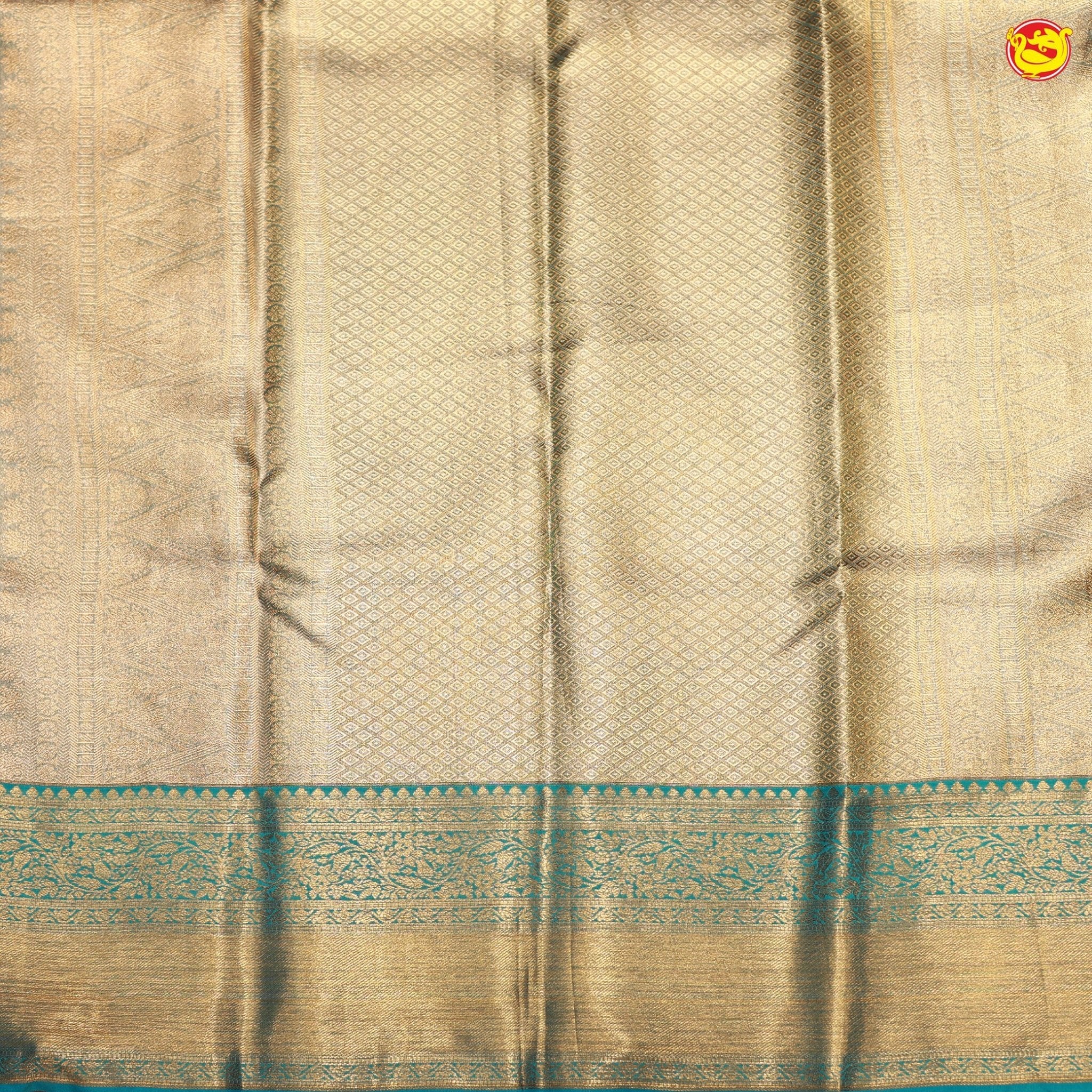 Rainbow Motifs Gold Zari Floral Pure Kanjivaram Tissue Silk Saree - Thenianantham