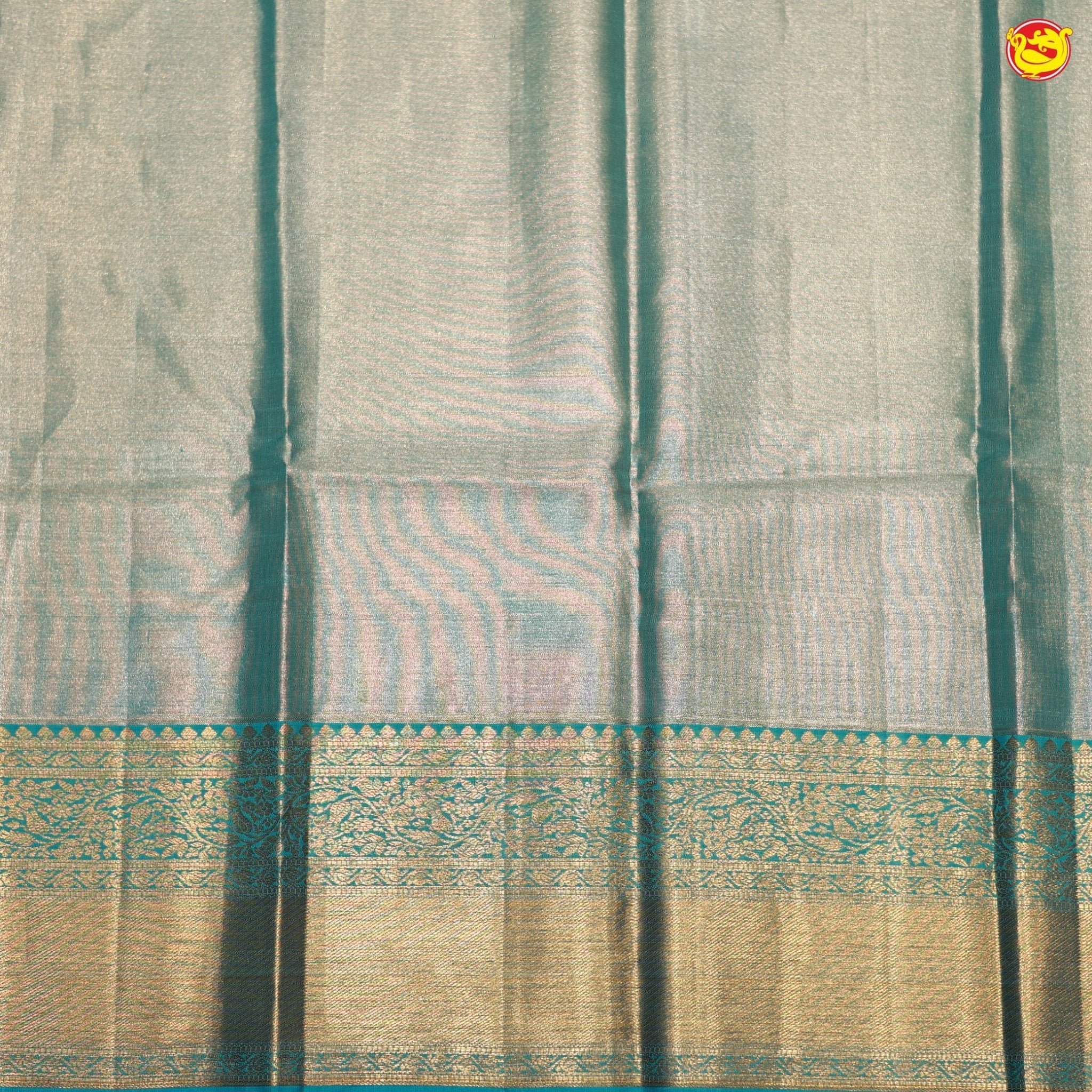 Rainbow Motifs Gold Zari Floral Pure Kanjivaram Tissue Silk Saree - Thenianantham